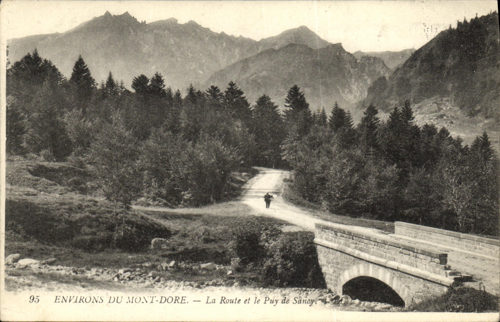 VINTAGE POSTCARD Environs Of the Mount Gilds the road and Puy de Sancy