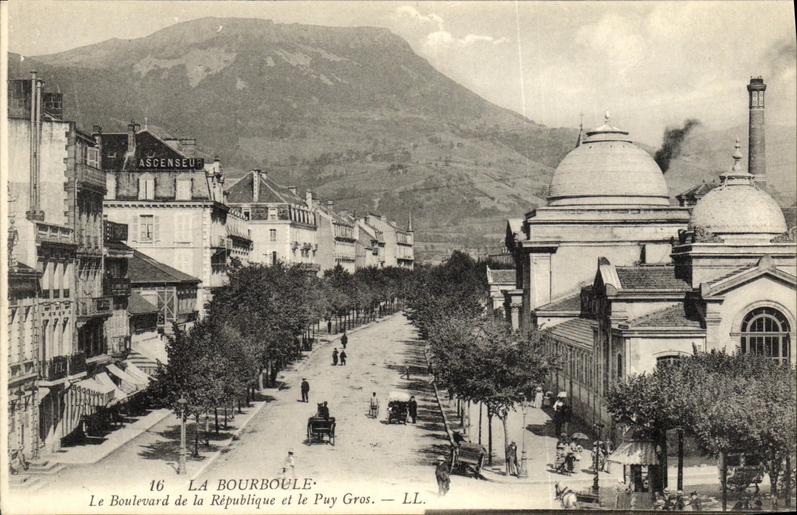VINTAGE POSTCARD Bourboule Boulevard of the Republic and Puy Large