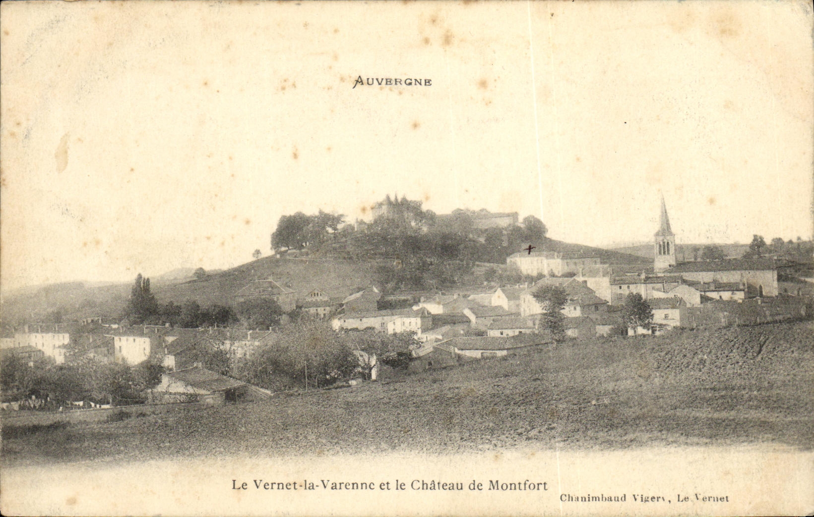 VINTAGE POSTCARD Auvergne Vernet the Game preserve and the Castle of Montfort