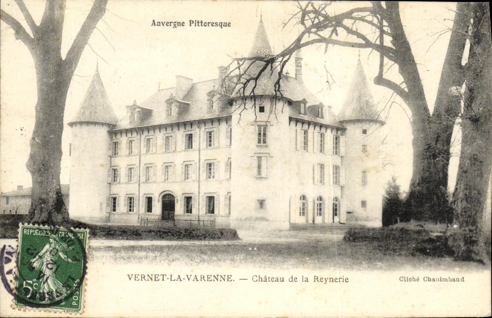 VINTAGE POSTCARD Auvergne Vernet the Game preserve Castle of Reynerie