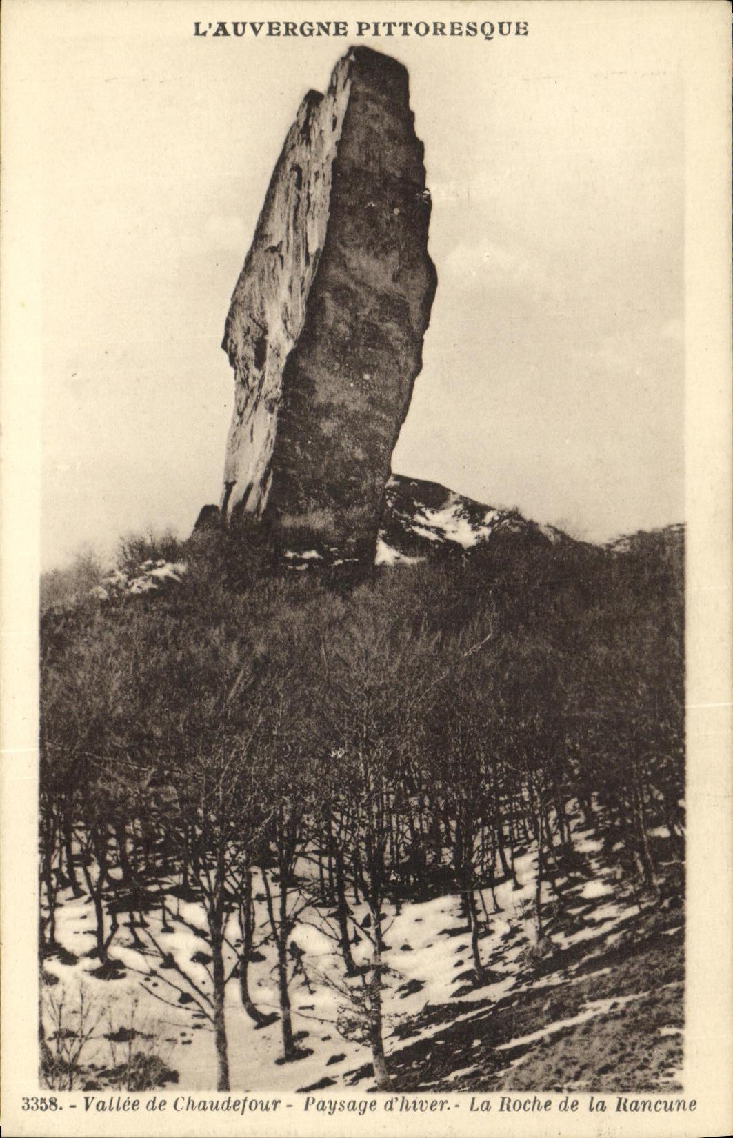 VINTAGE POSTCARD Valley of Chaudefour Landscape D winter the rock of resentment