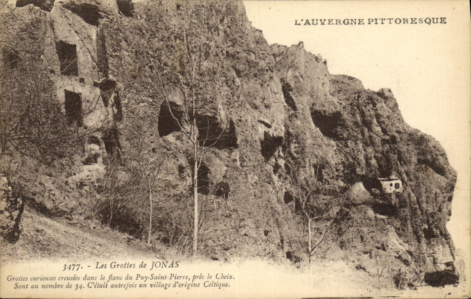 VINTAGE POSTCARD Caves of Jonas Caves curious creusees in the side about Puy Saint Pierre close Cheix