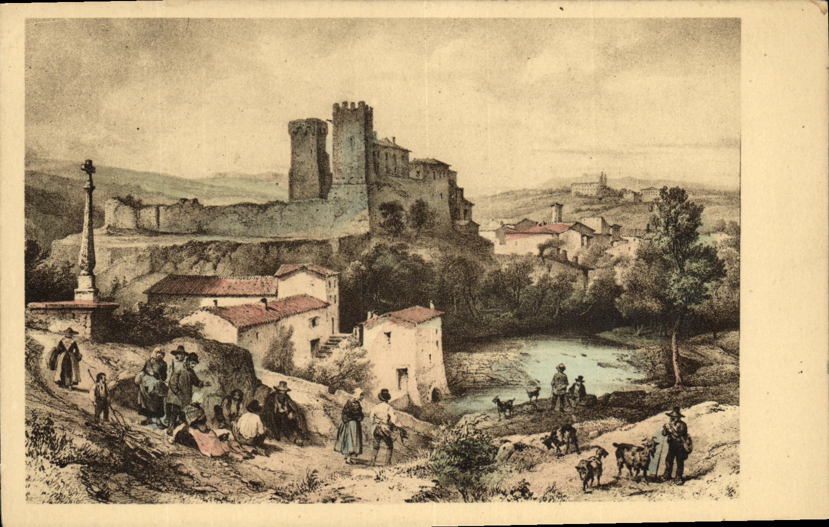 VINTAGE POSTCARD Lyon the old Lyonese of 1550 has 1800 Sight of the castle of L Arbresle