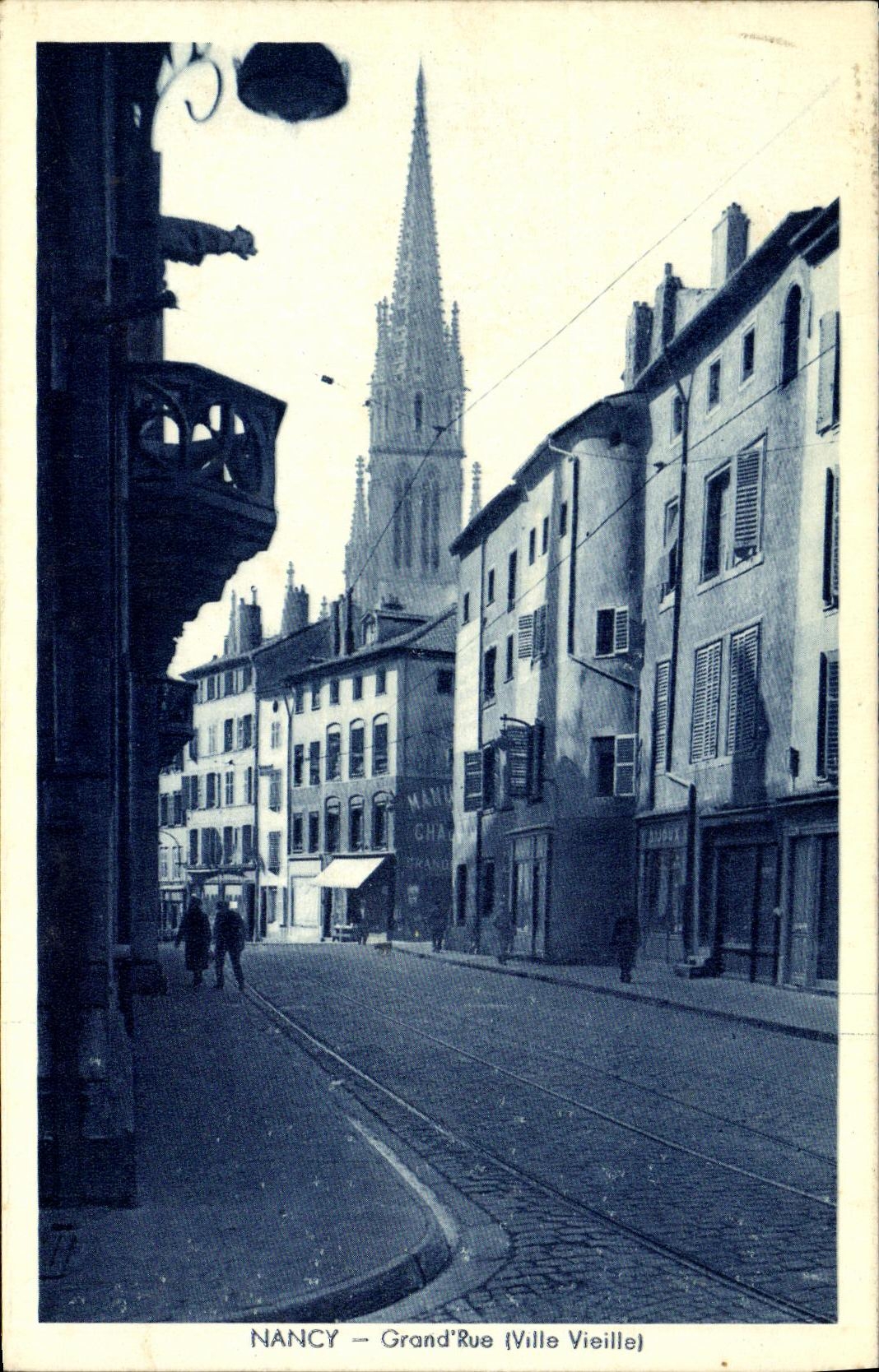 VINTAGE POSTCARD Main street Nancy old City