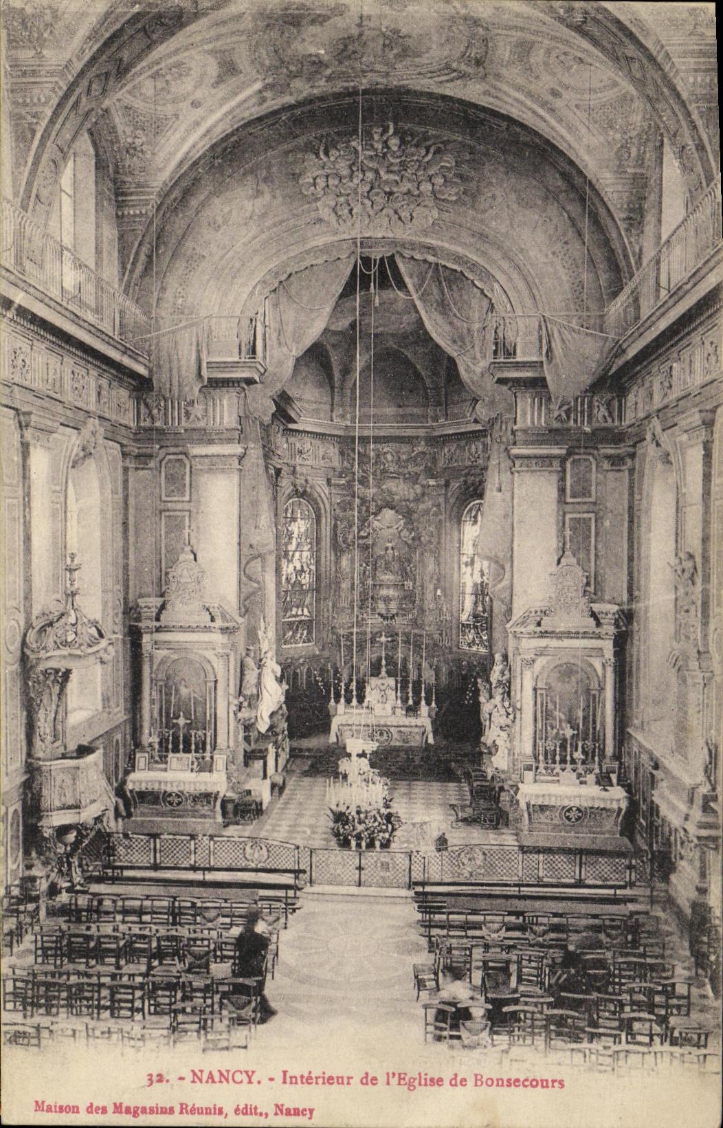 VINTAGE POSTCARD Interior Nancy of L Church of Bonsecours