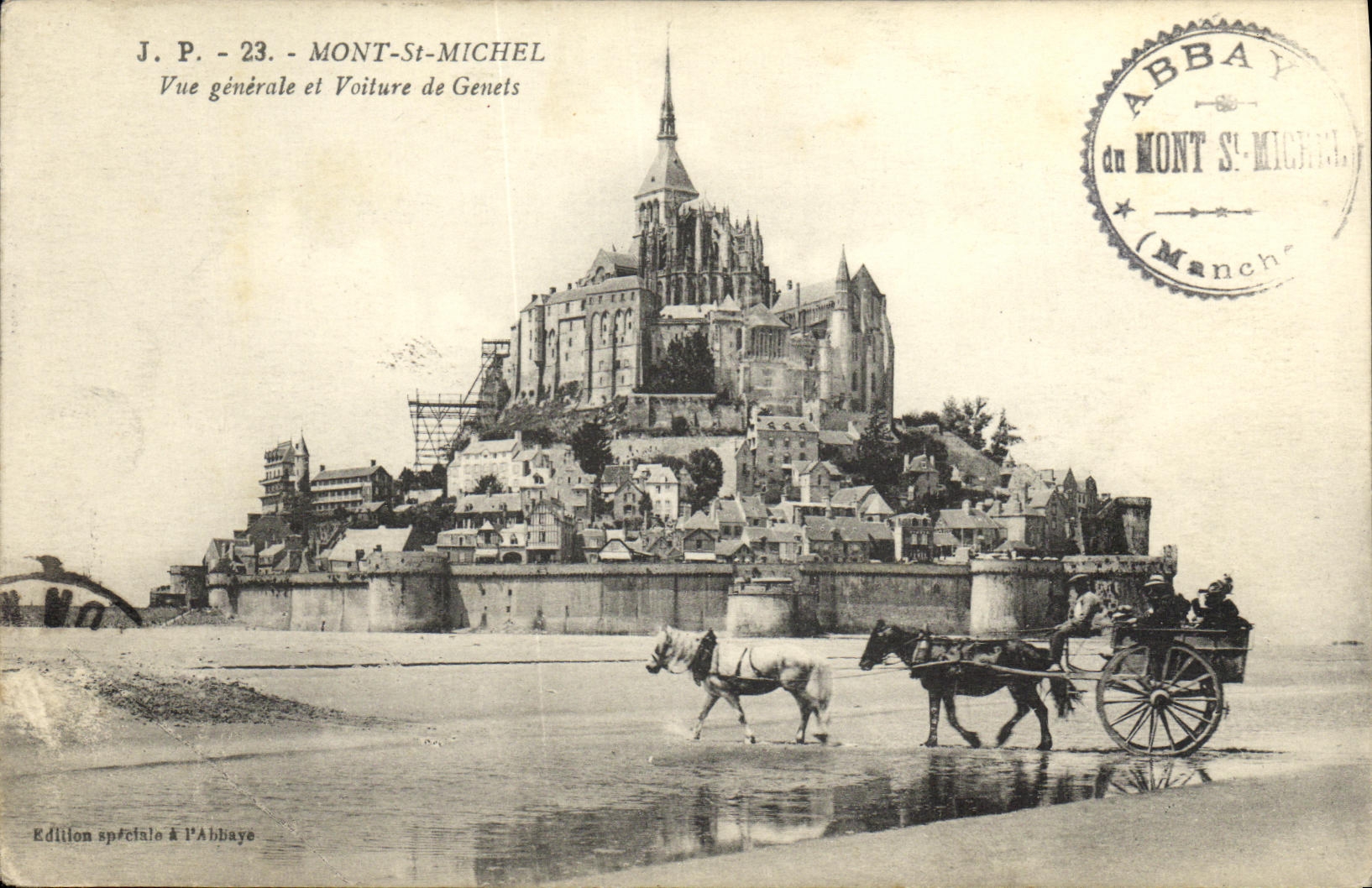 CPA Mont Saint Michel Vue Generale et Voiture de Genets