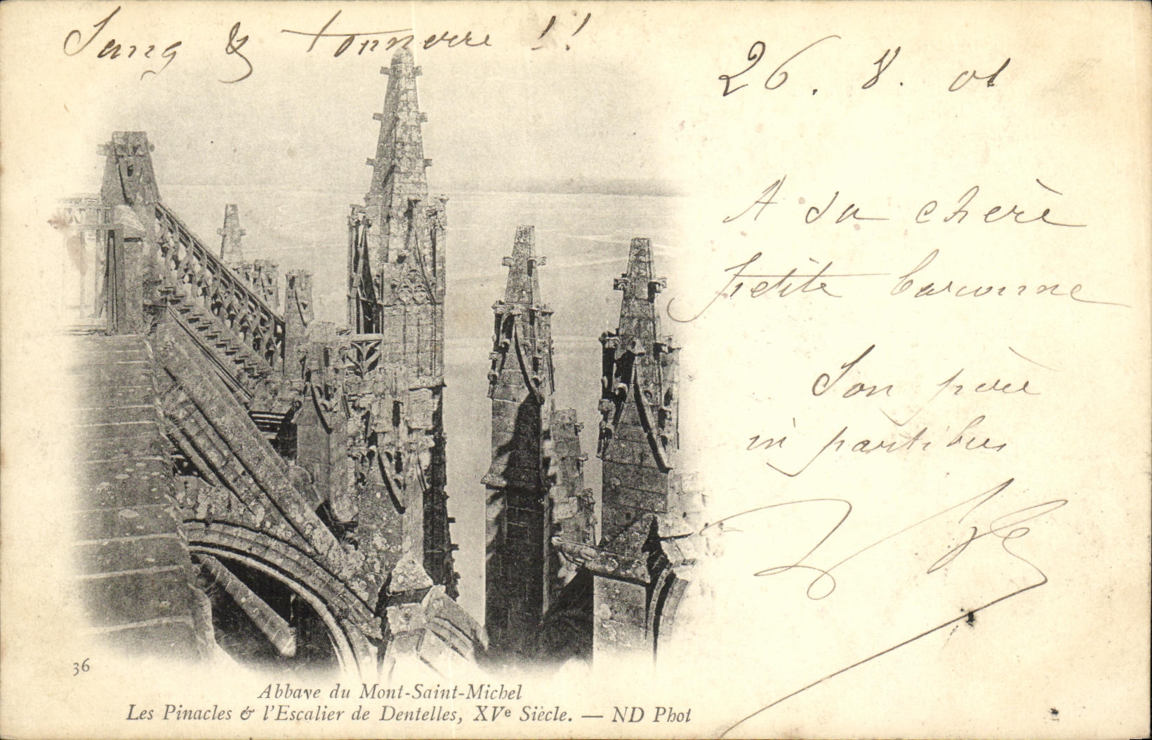 CPA Mont Saint Michel Abbaye Les pinacles et l escalier de dentelles