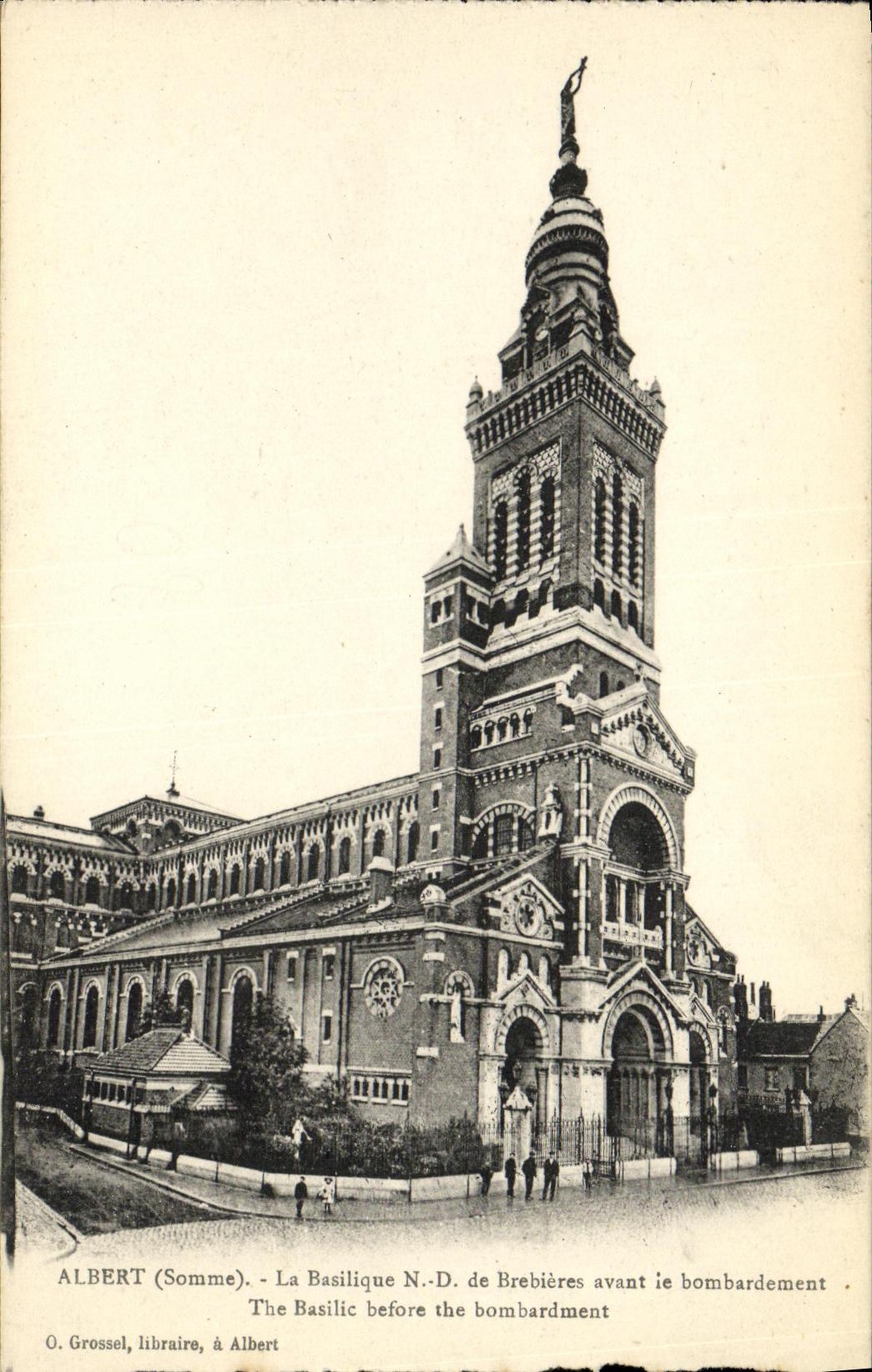 VINTAGE POSTCARD Albert the basilica ND of Brebieres before the Militaria bombardment