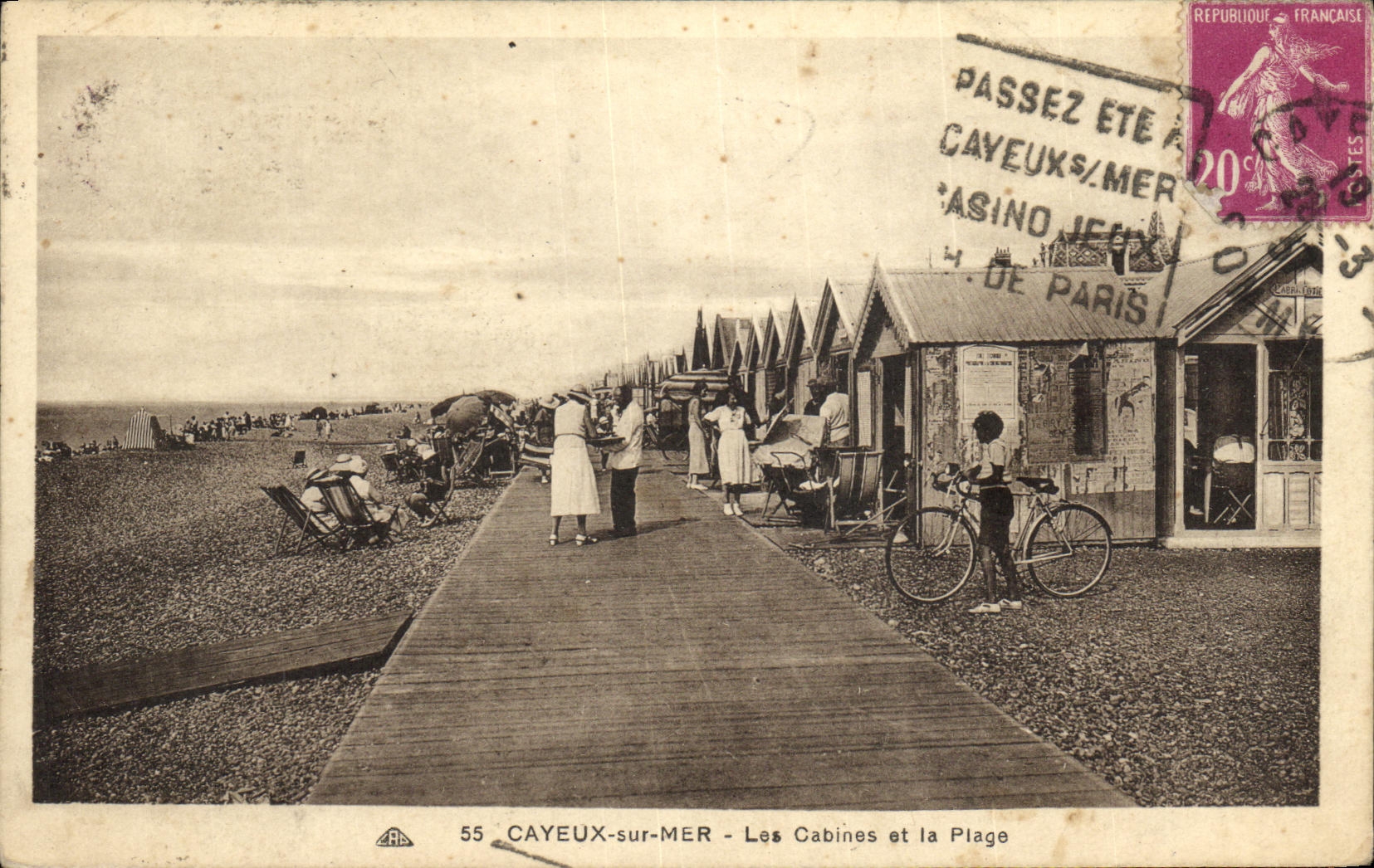 VINTAGE POSTCARD Cayeux On Sea Cabins and the Beach