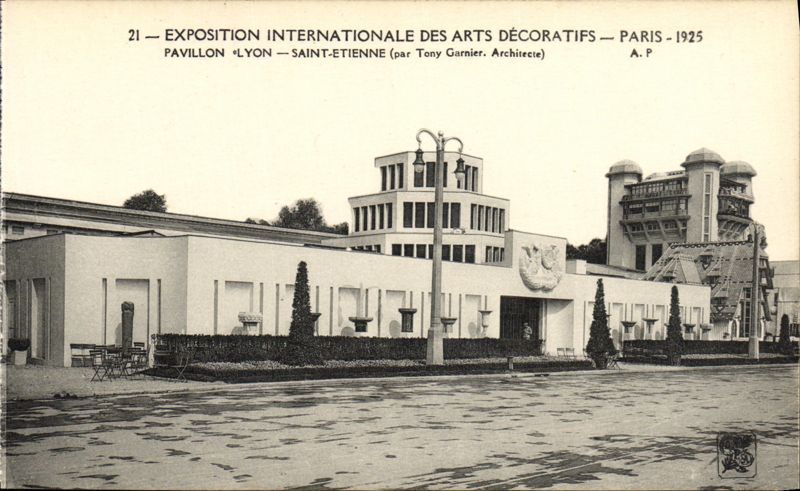CPA Exposition Internationale des Arts Decoratifs Paris 1925 Pavillon Lyon Saint Etienne