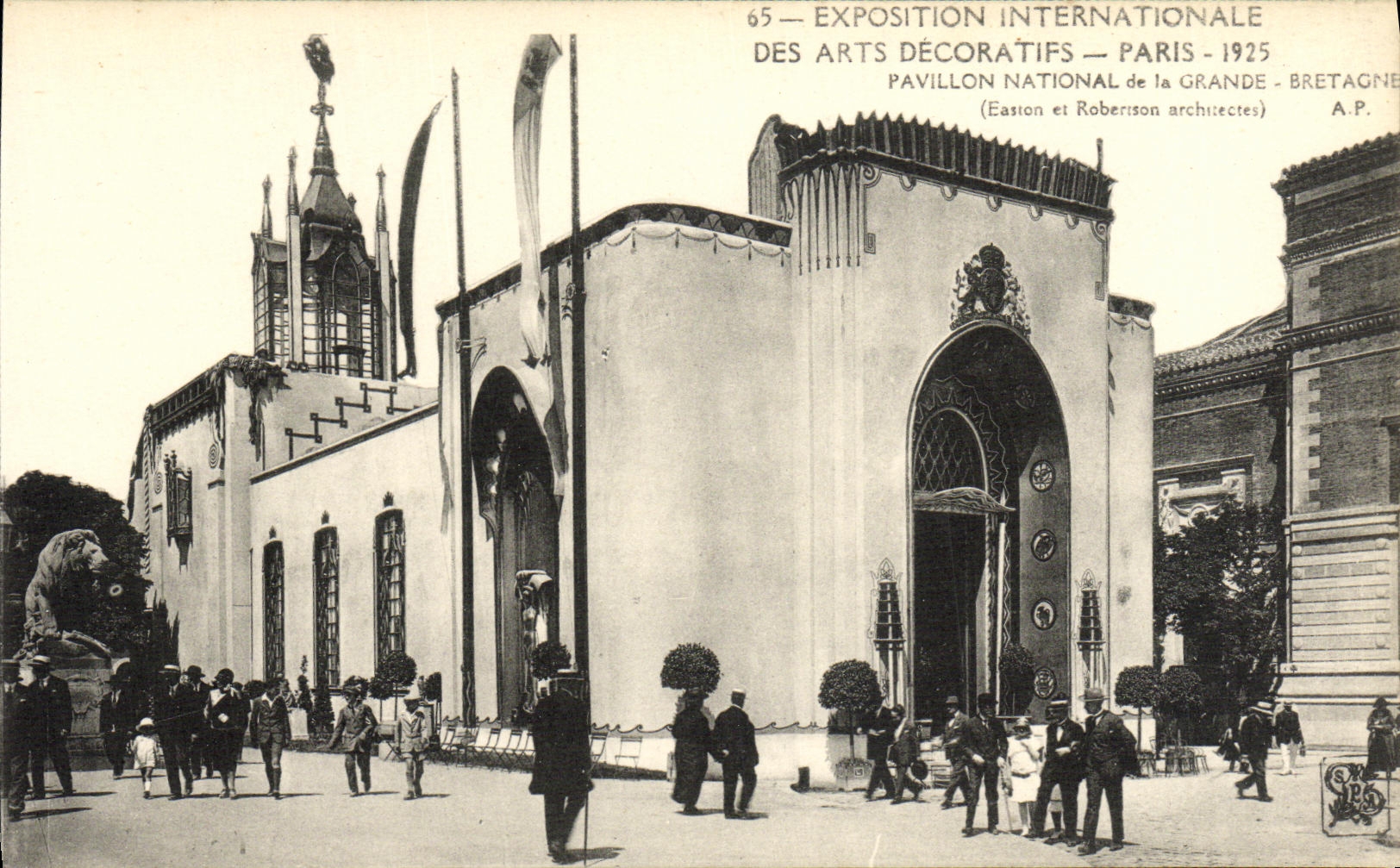Exposicion internacional de la POSTAL de la VENDIMIA del nacional decorativo 1925 de Paris Pavillon de los artes del Reino Unido