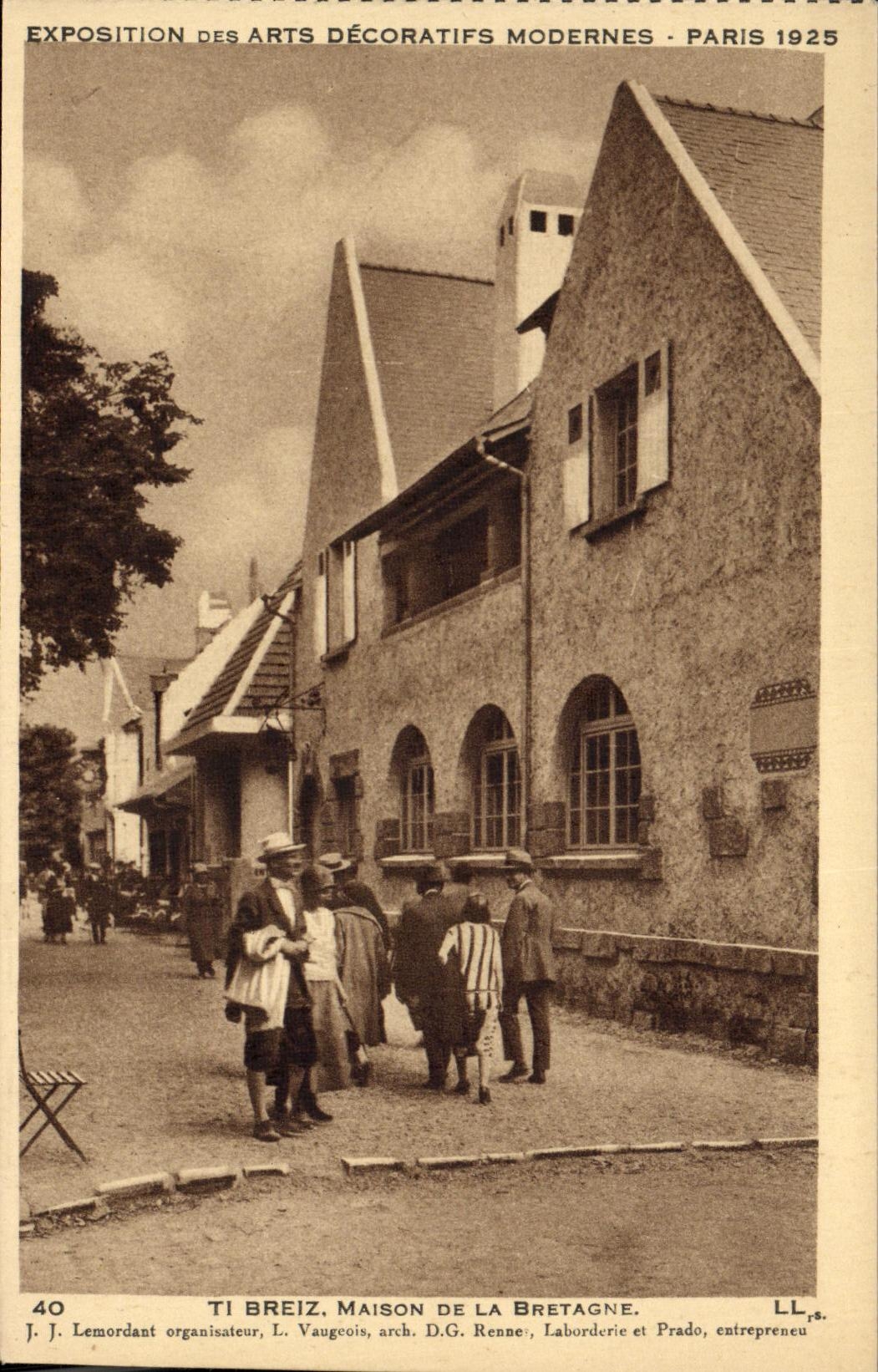 Feria de la POSTAL de la VENDIMIA del Ti decorativo moderno 1925 de Paris de los artes Breiz Maison de Bretana