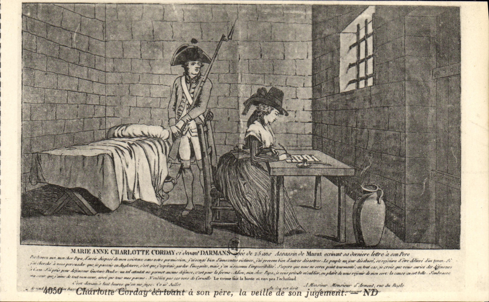 CPA Revolution Francaise Charlotre Corday ecrvant a son pere la ville de son jugement