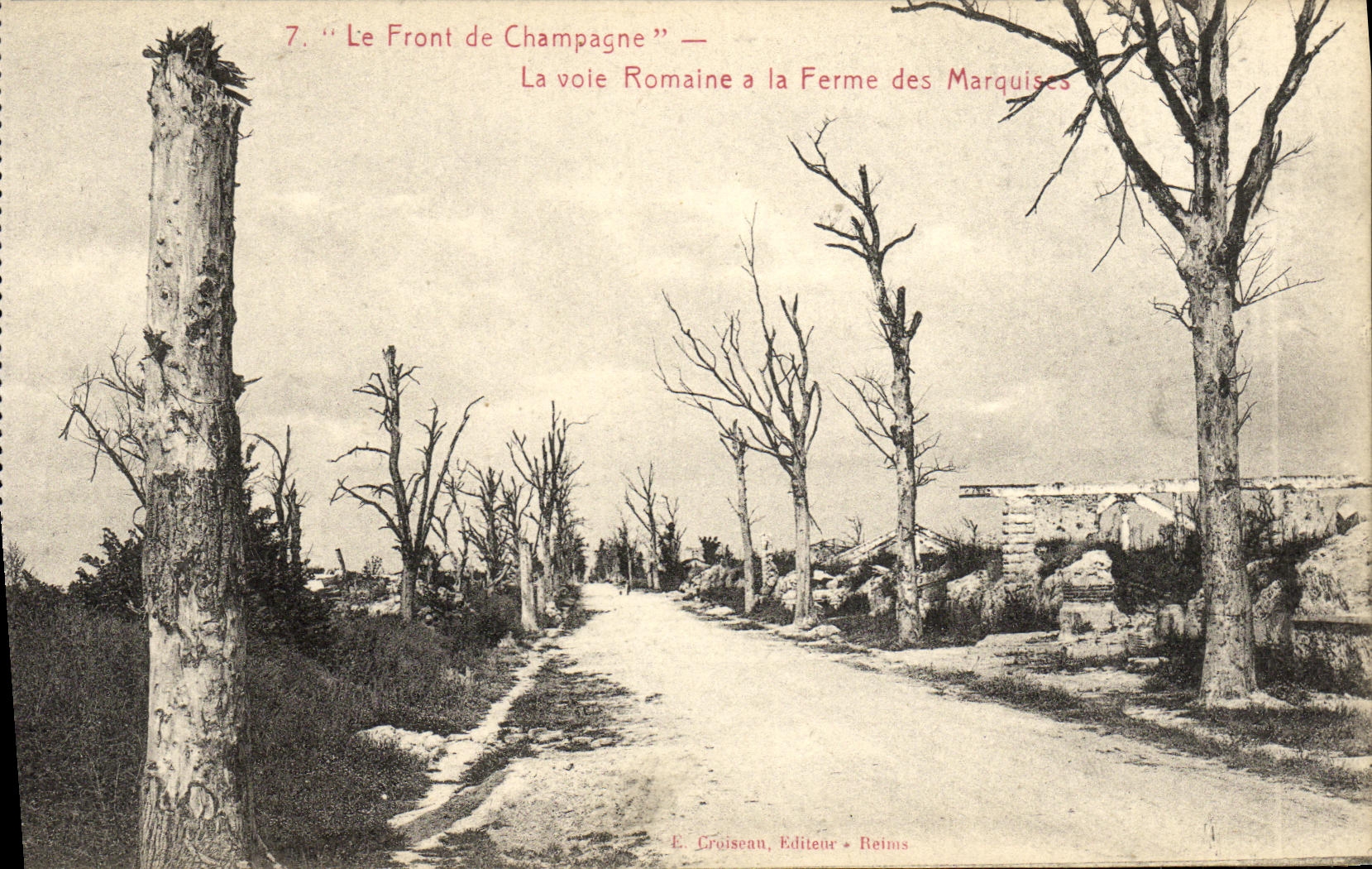 VINTAGE POSTCARD the Champagne Face the Roman way to the Farm of the Militaria Marchionesses