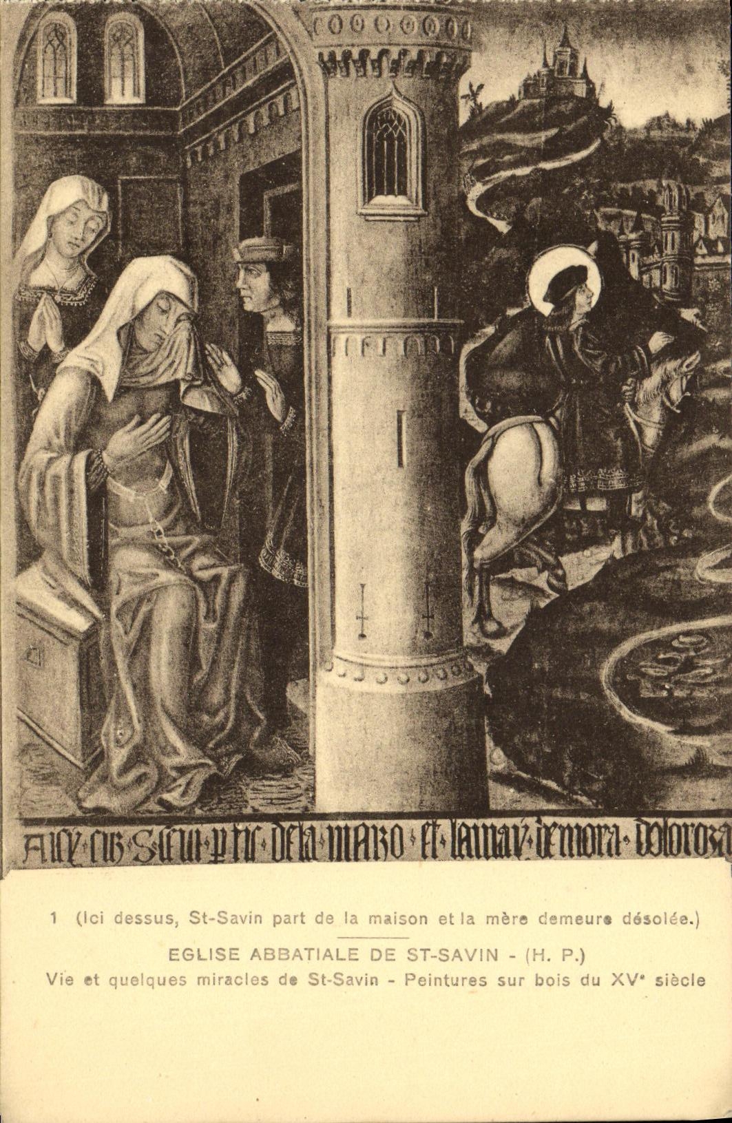 VINTAGE POSTCARD Abbey church of St Savin Life and some miracles of St Savin Paintings on wood of 15th