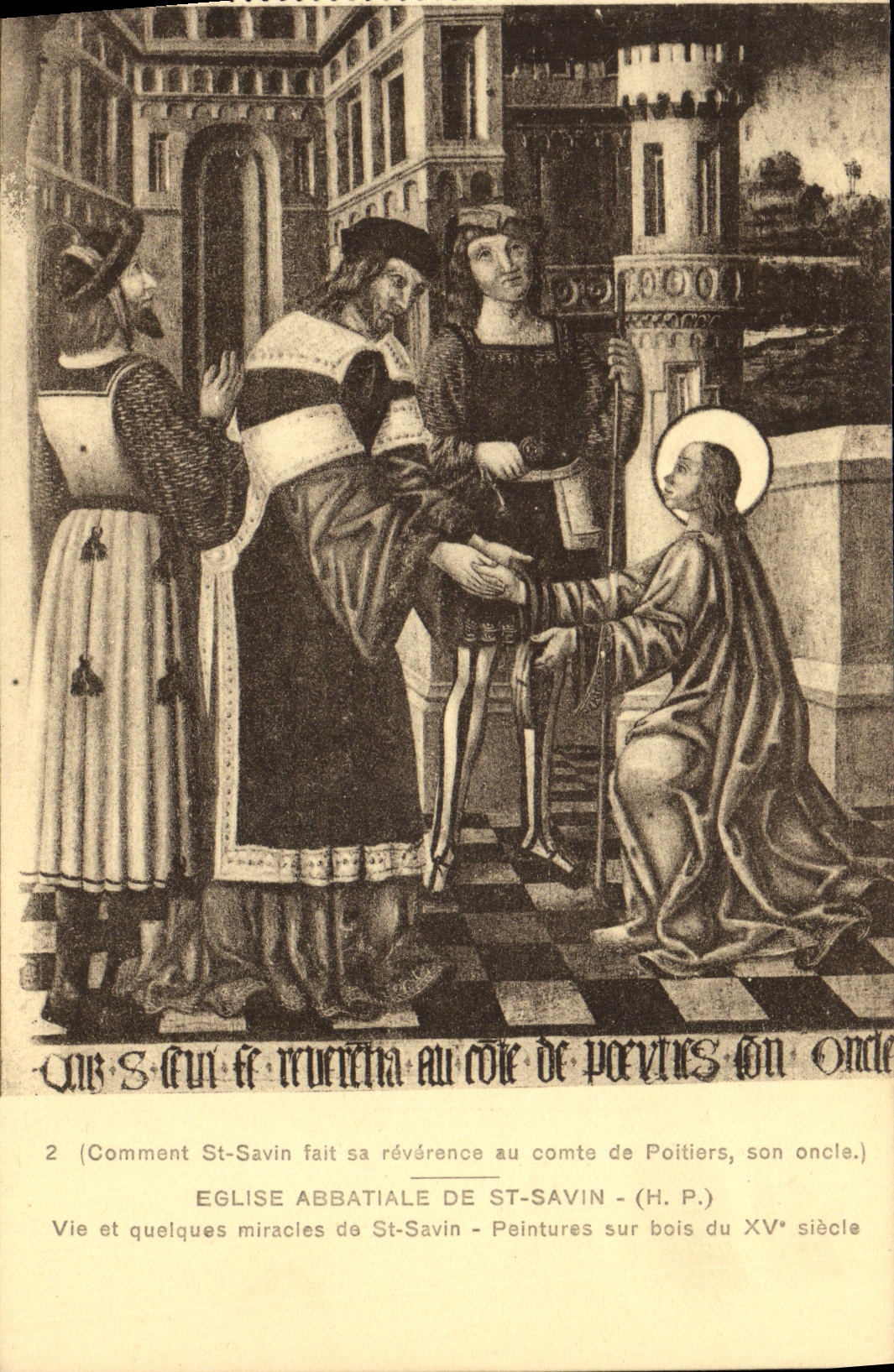 VINTAGE POSTCARD Abbey church of St Savin Life and some miracles of St Savin Paintings on wood of the 15th Count de Poitiers