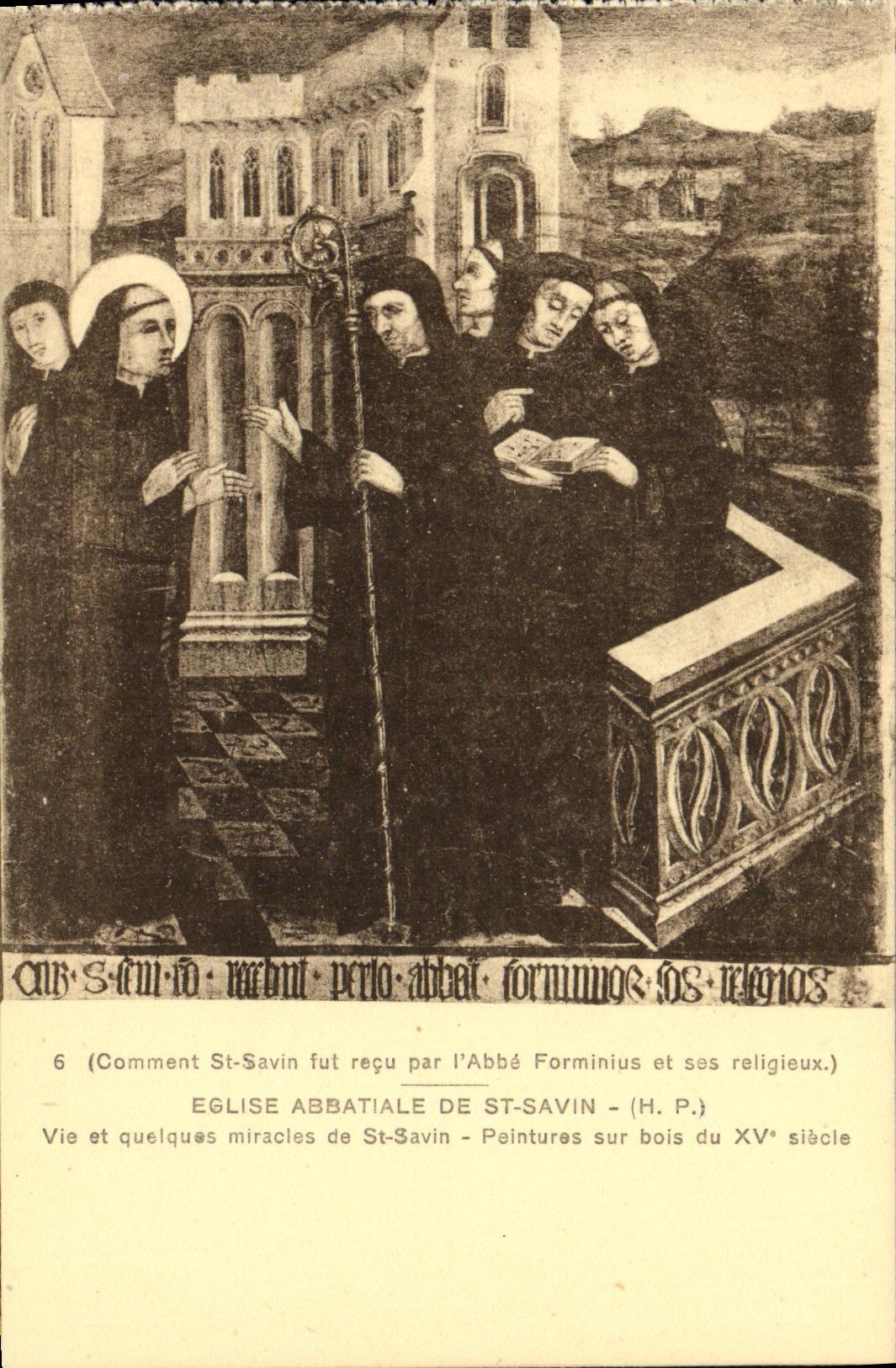 VINTAGE POSTCARD Abbey church of St Savin Life and some miracles of St Savin Paintings on wood of the 15th Forminius Abbot
