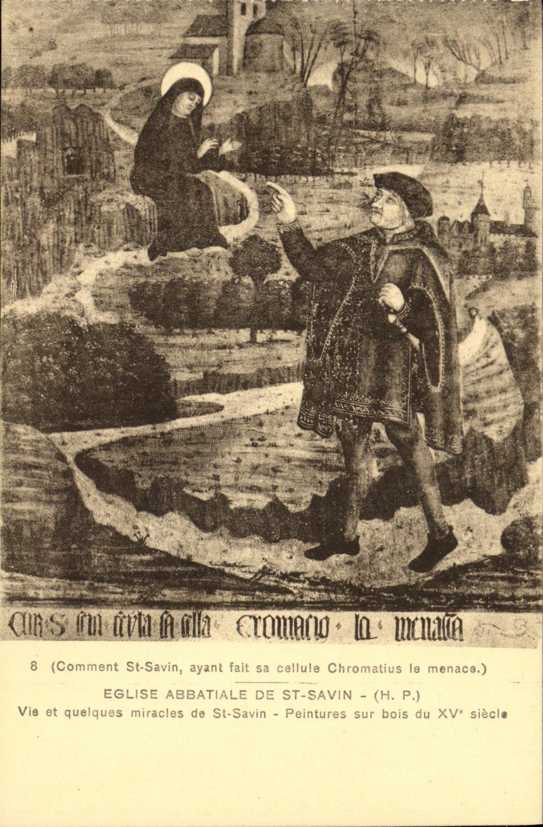 VINTAGE POSTCARD Abbey church of St Savin Life and some miracles of St Savin Paintings on wood of 15th Chromatius