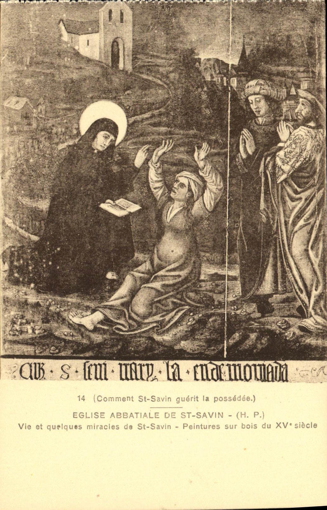 VINTAGE POSTCARD Abbey church of St Savin Life and some miracles of St Savin Paintings on wood of the 15th possedee