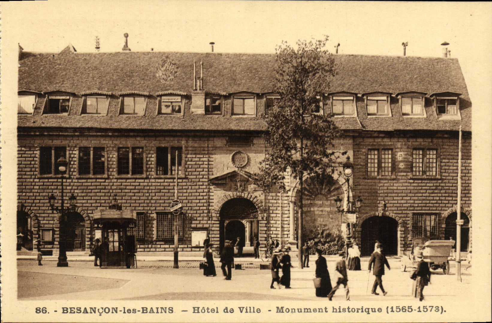 VINTAGE POSTCARD Besancon les Bains Town hall Historic building