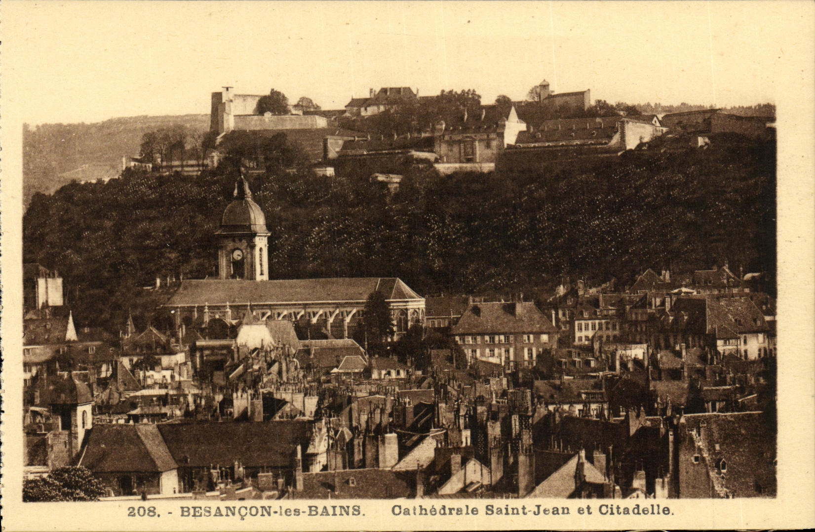 VINTAGE POSTCARD Holy Besancon les Bains Cathedral Jean and citadel