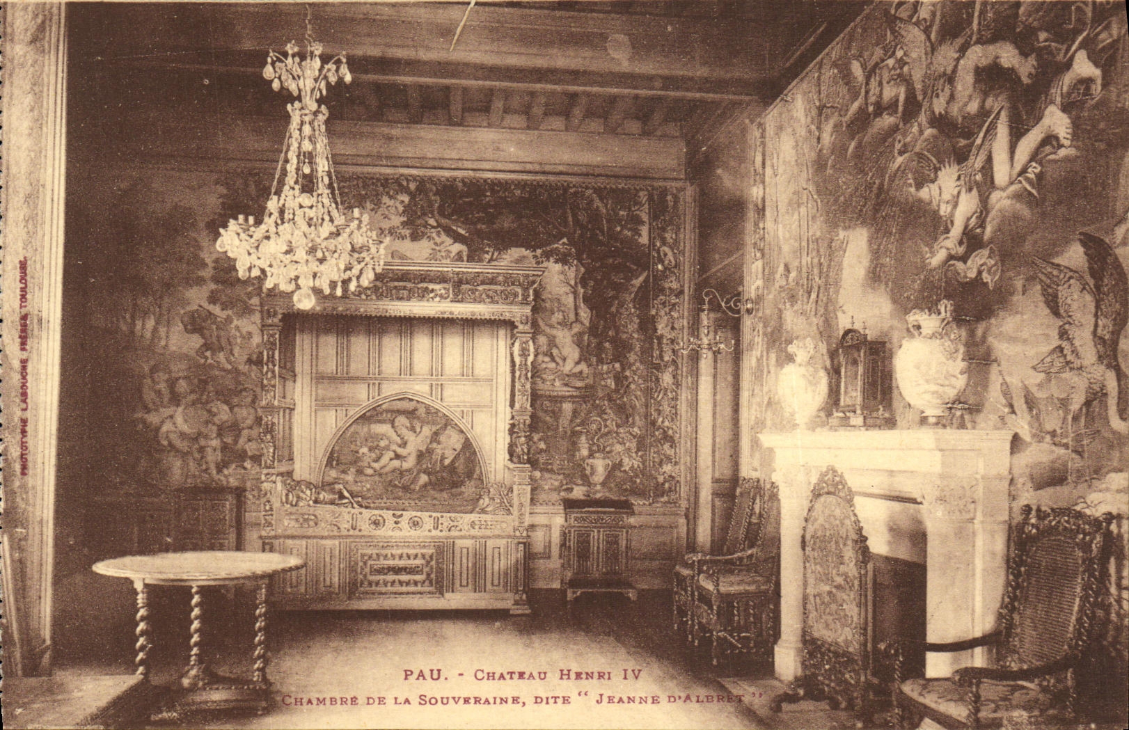 VINTAGE POSTCARD Pau Castle Henri IV Room of sovereign the known as Jeanne D Albert