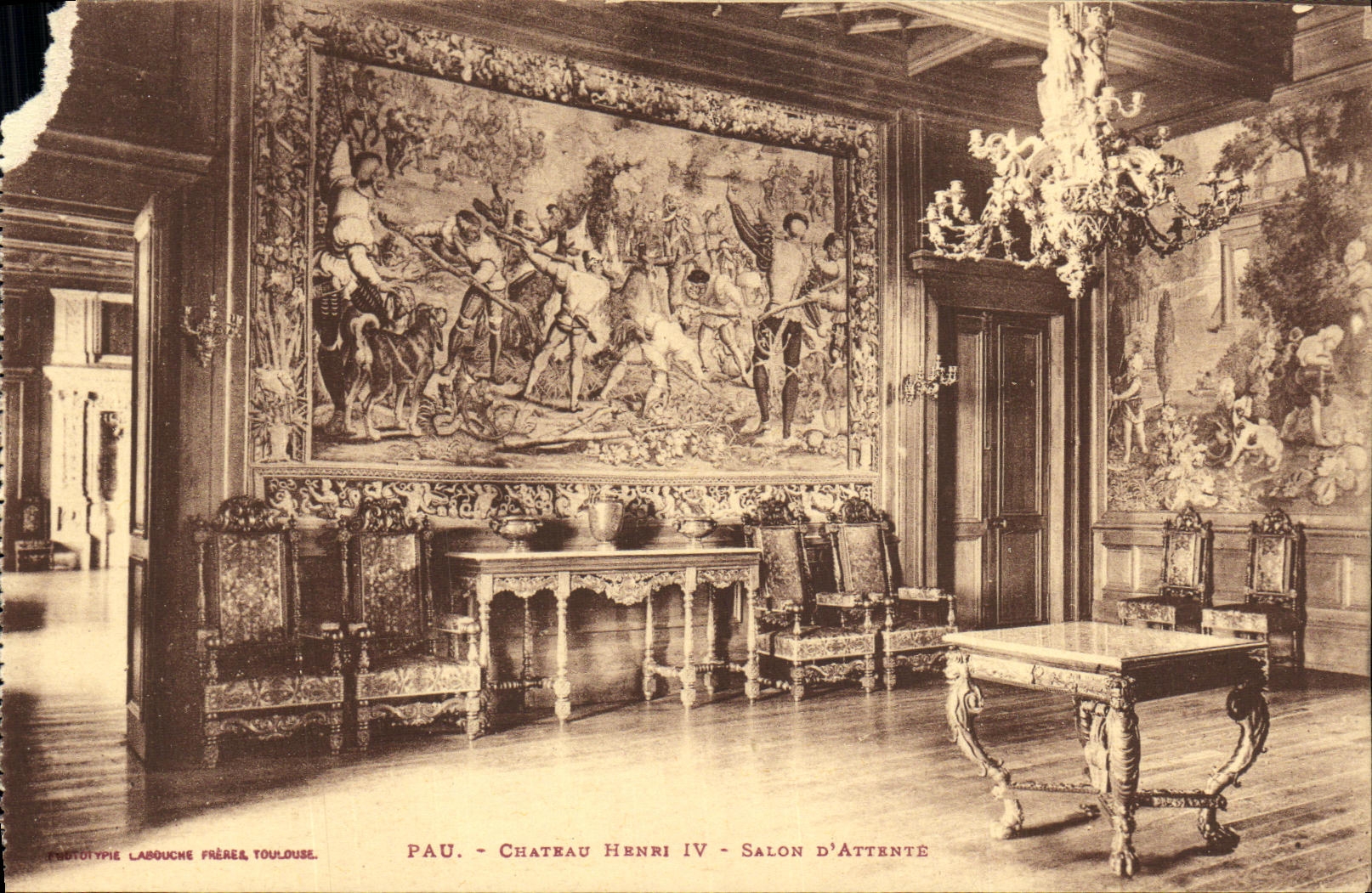 VINTAGE POSTCARD Pau Castle Henri IV Living room D Makes an attempt