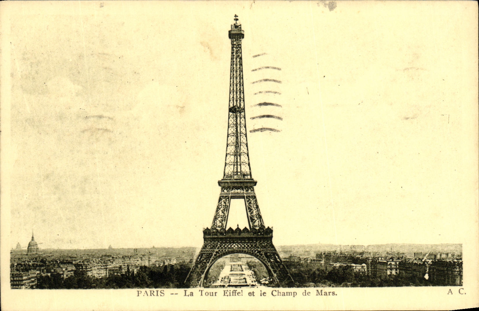 VINTAGE POSTCARD Paris the Eiffel Tower and the Champ de Mars