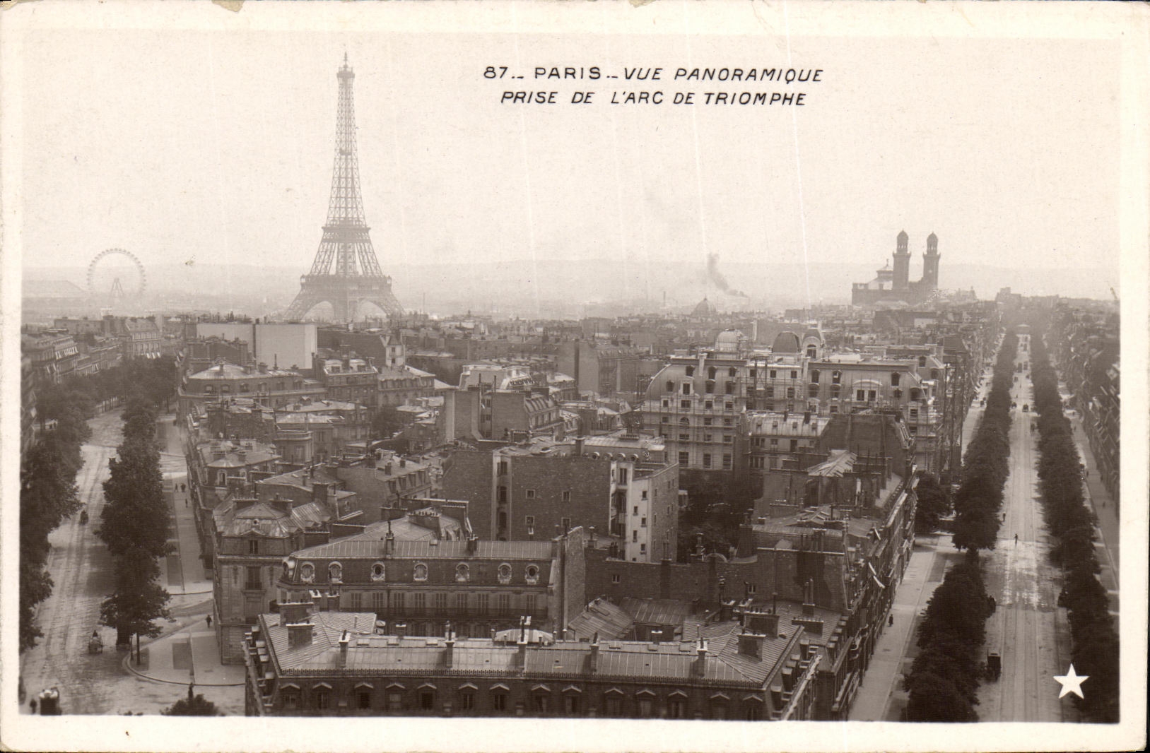 Opinion panoramica de Paris de la POSTAL de la VENDIMIA tomada de L Arc de Triomphe