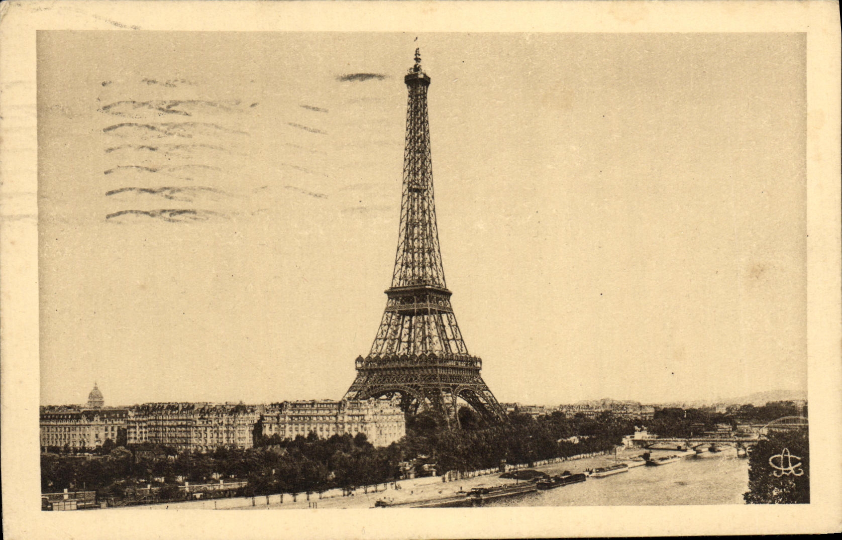 VINTAGE POSTCARD Paris Eiffel Tower the Seine