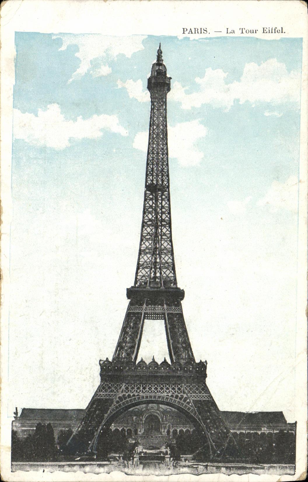 VINTAGE POSTCARD Paris Eiffel Tower Grande coils and sticks military