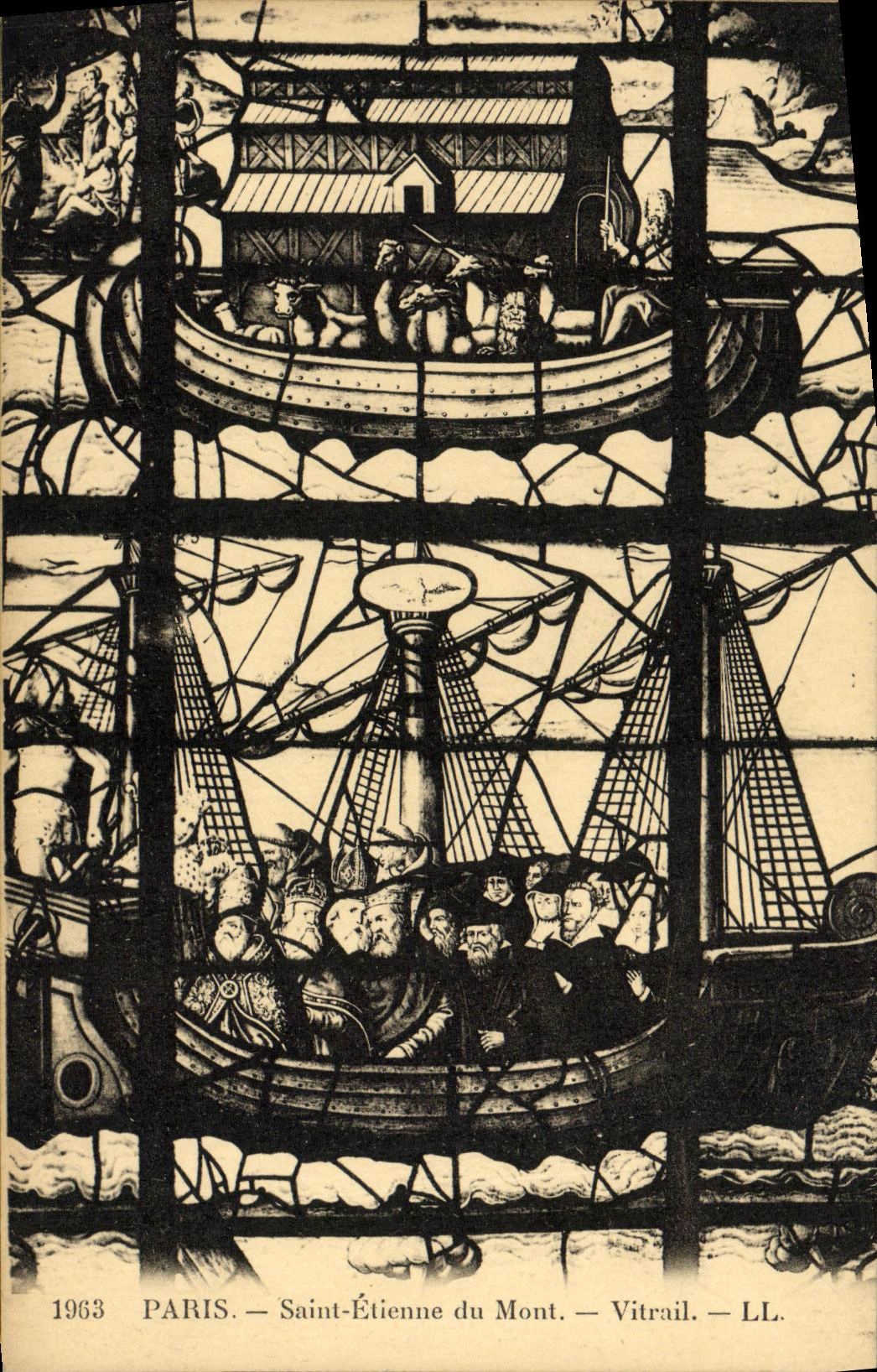 CPA Paris Saint Etienne du Mont Vitrail Bateau