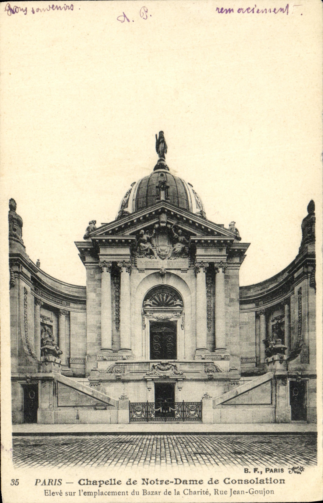 CPA Paris Chapelle de Notre Dame de Consolation Bazar de la Charite Rue Jean Goujon 