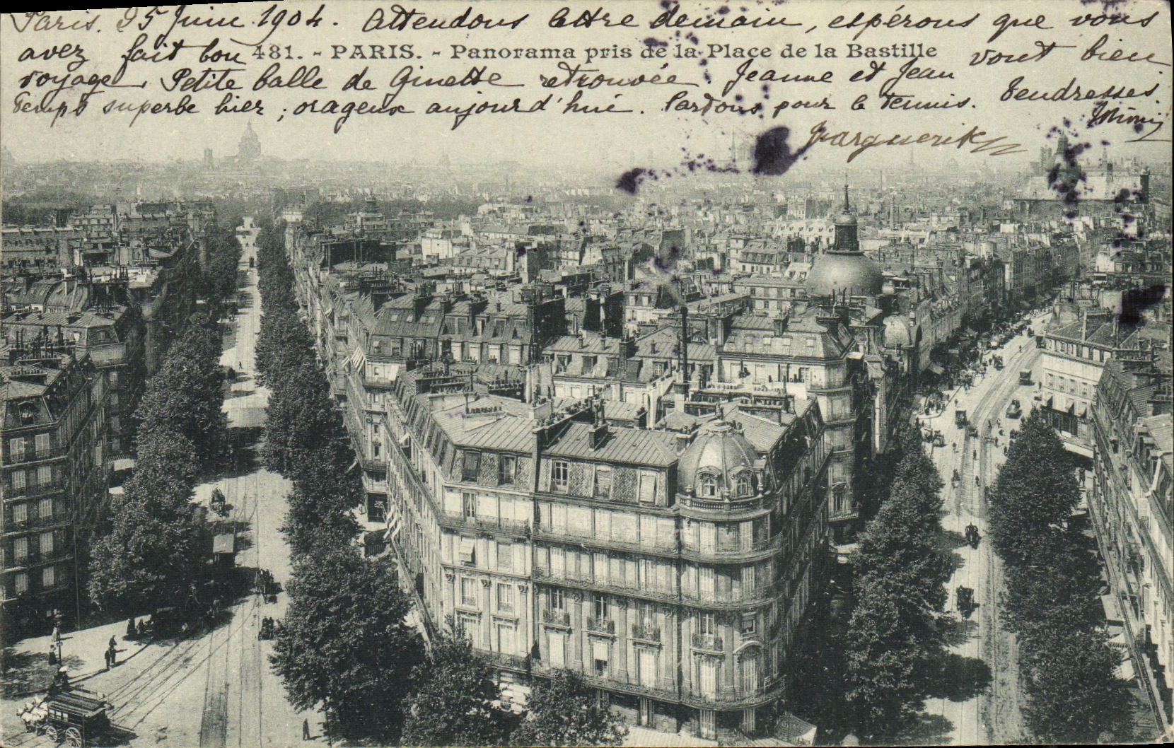 CPA Paris Panorama pris de la place de la Bastille