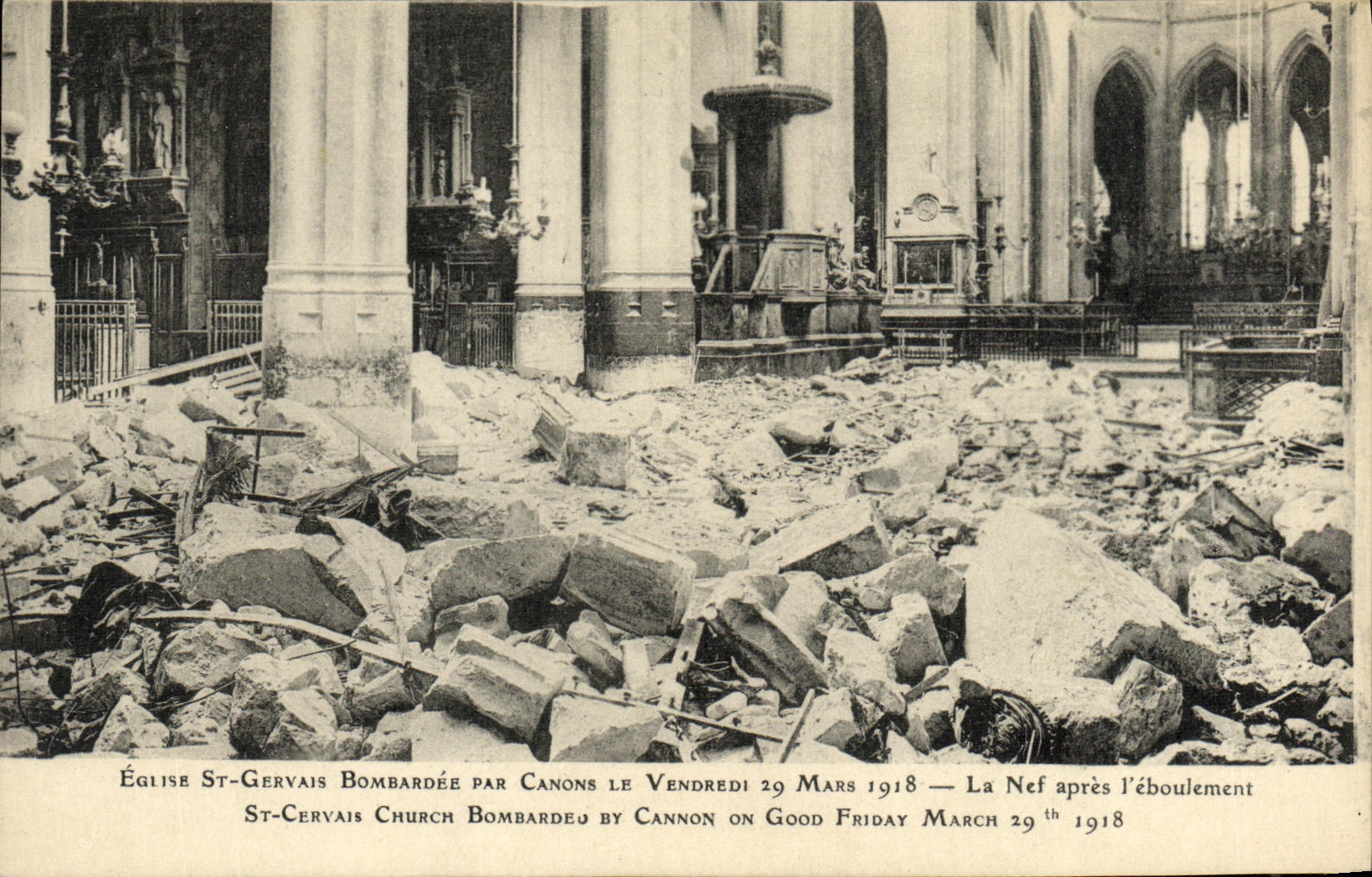 CPA Paris Eglise St Gervais Bombardee Par Canons 29 mars 1918 Militaria 