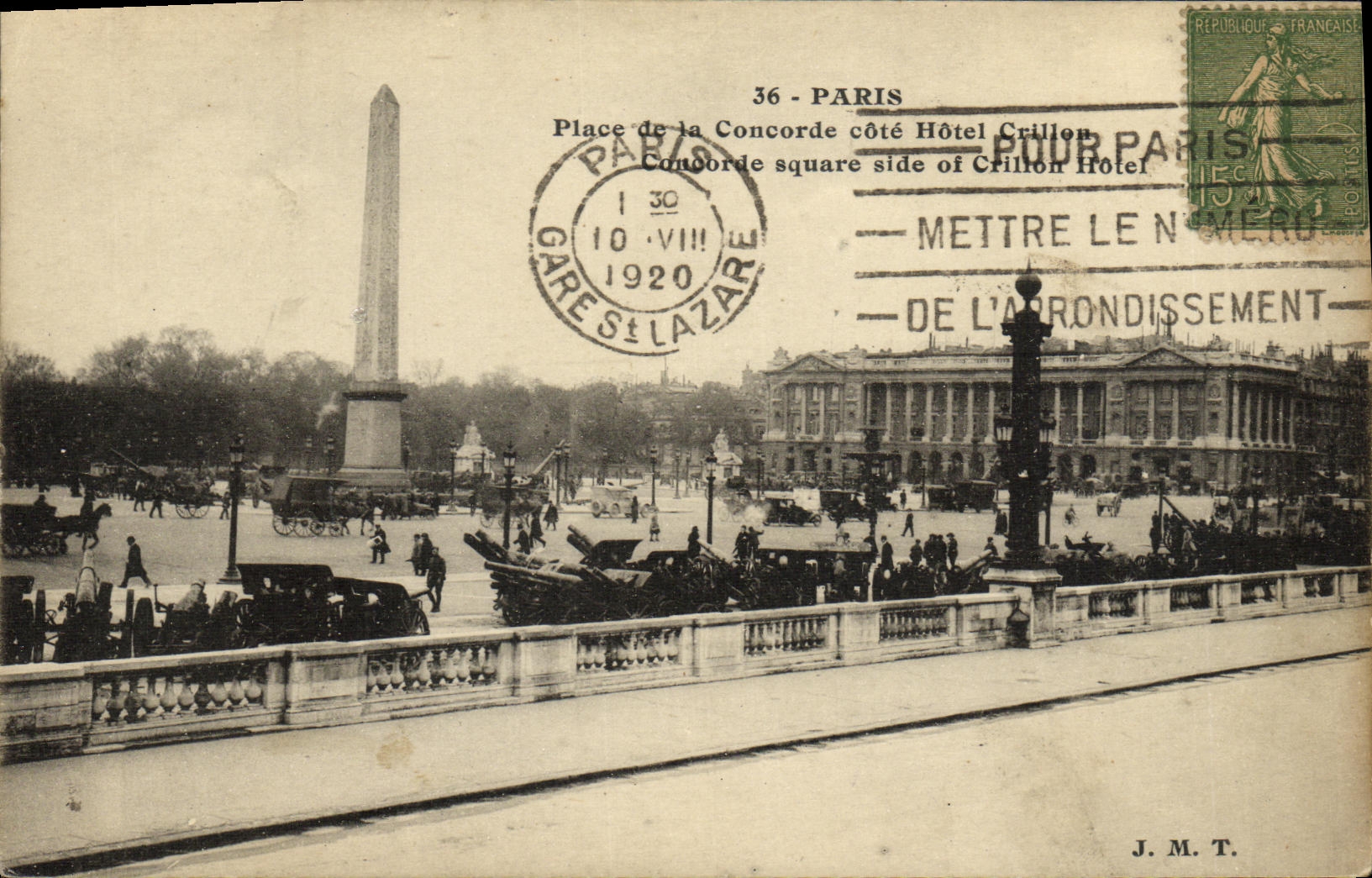 VINTAGE POSTCARD Paris Place Harmony Dimensions Crillon