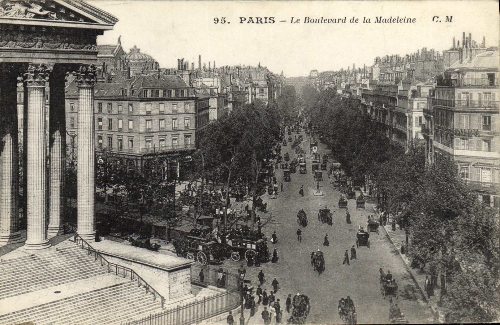 VINTAGE POSTCARD Paris the Boulevard of the Madeleine