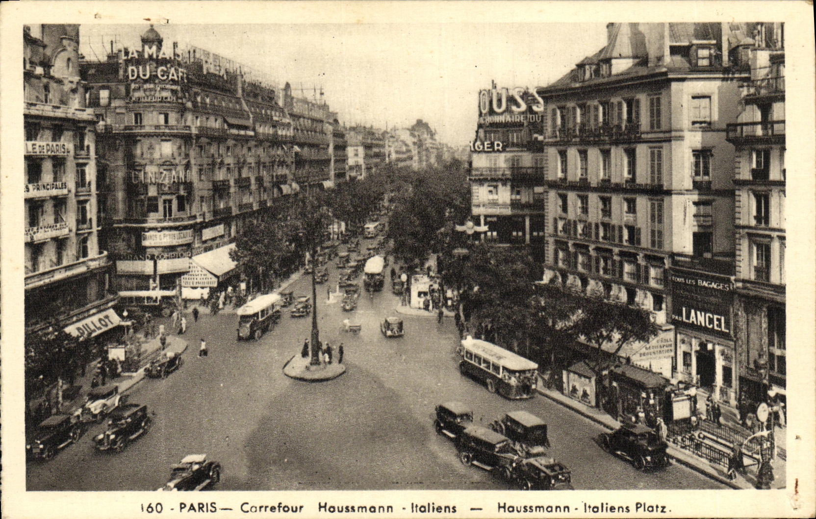 VINTAGE POSTCARD Paris Haussmann Crossroads Italian
