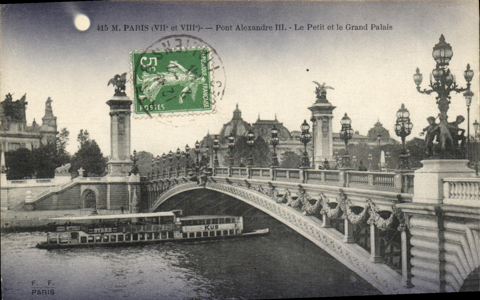 VINTAGE POSTCARD Paris Bridge Alexandre III the Small one and the Large palace