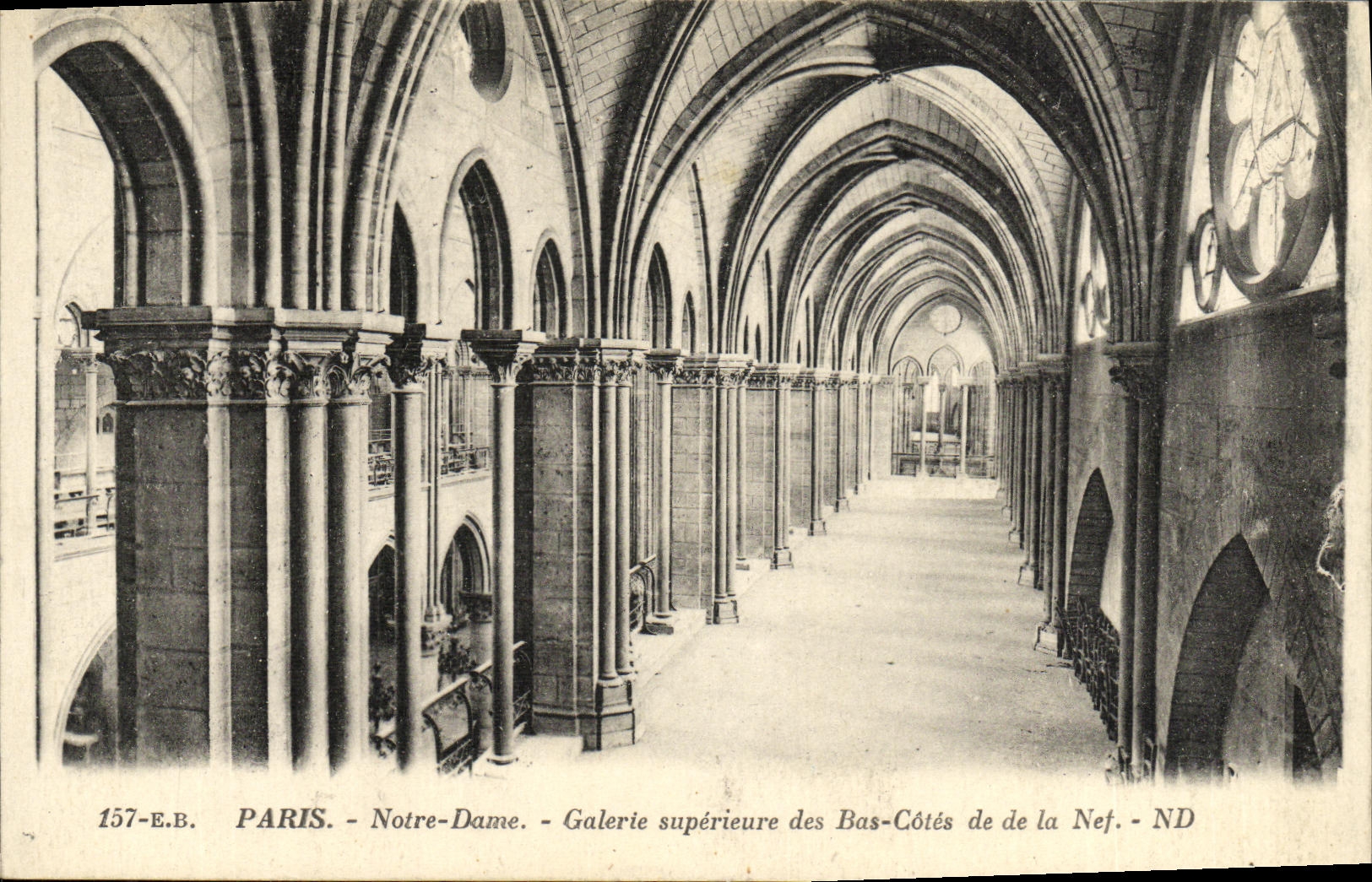 VINTAGE POSTCARD Paris Notre Dame Galere Superieure of Bottoms Dimensions nave