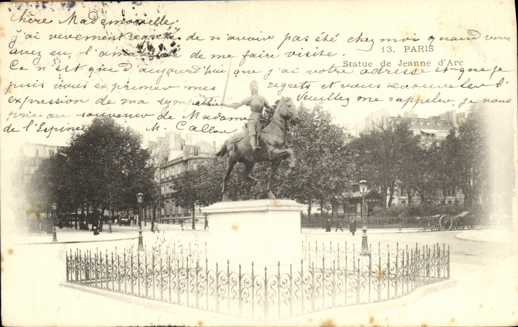 CPA Paris Statue de Jeanne d arc