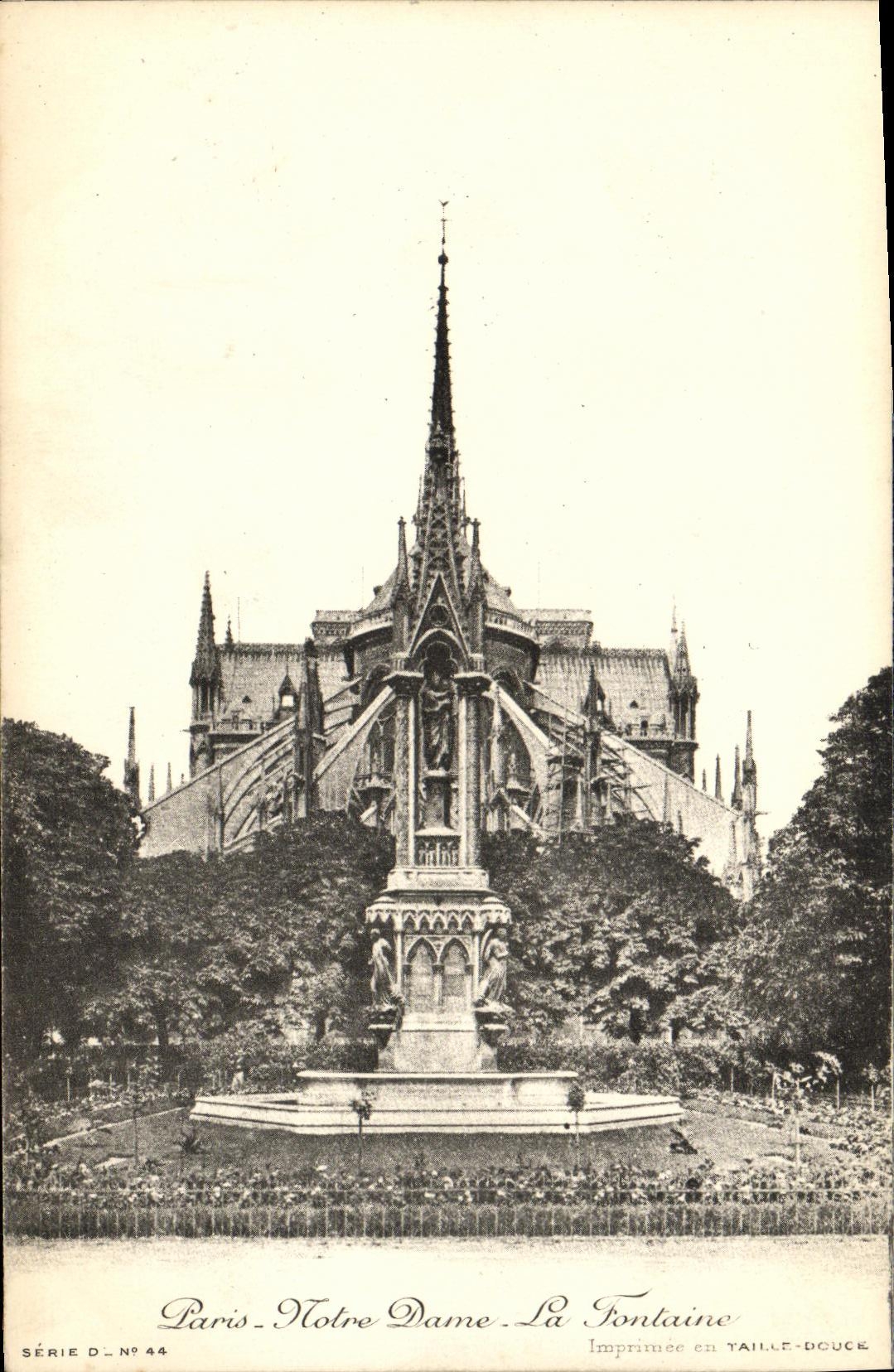 VINTAGE POSTCARD Paris Notre Dame the fountain