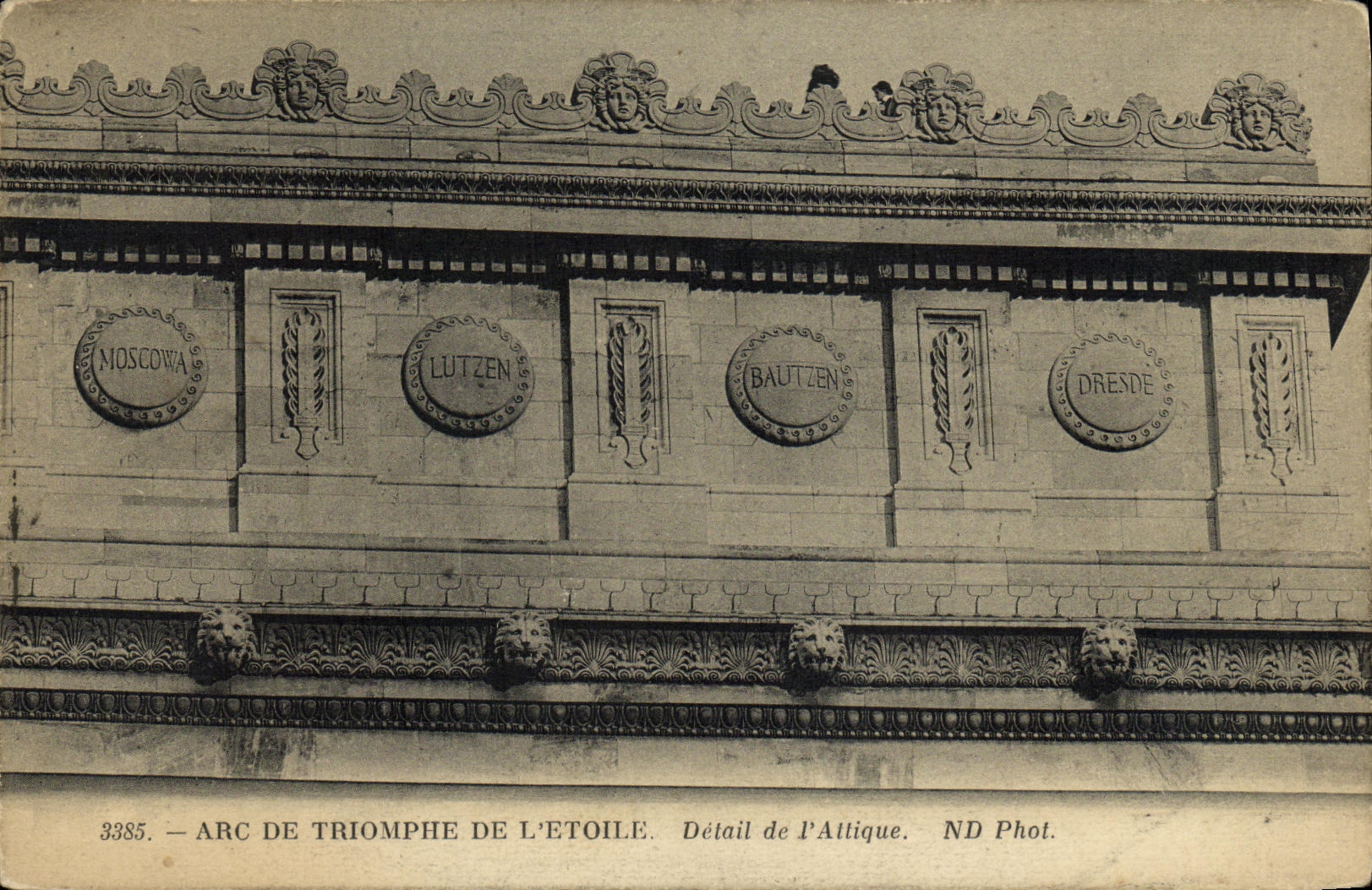POSTAL Paris de la VENDIMIA Arc de Triomphe de L Etoile detalle de L atico