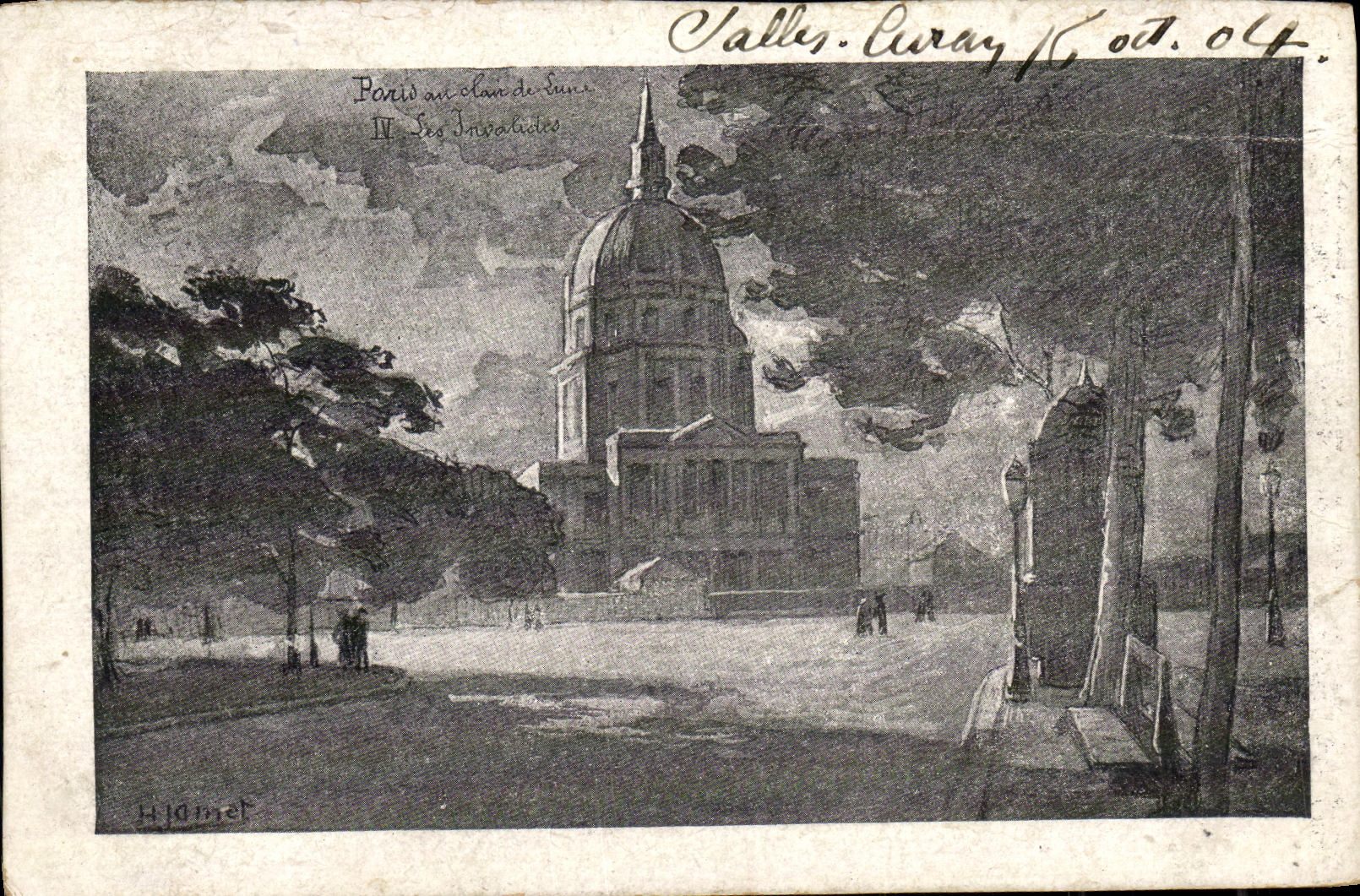 CPA Paris au clair de lune Invalides