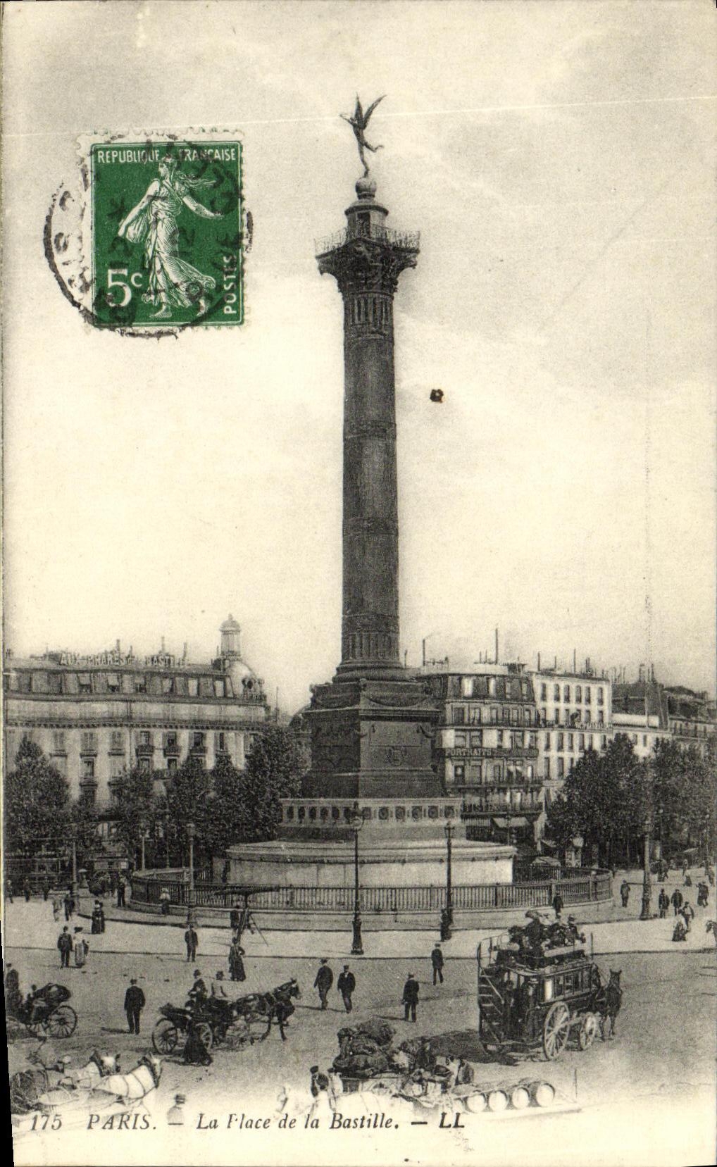 VINTAGE POSTCARD Paris Flace of the Bastille