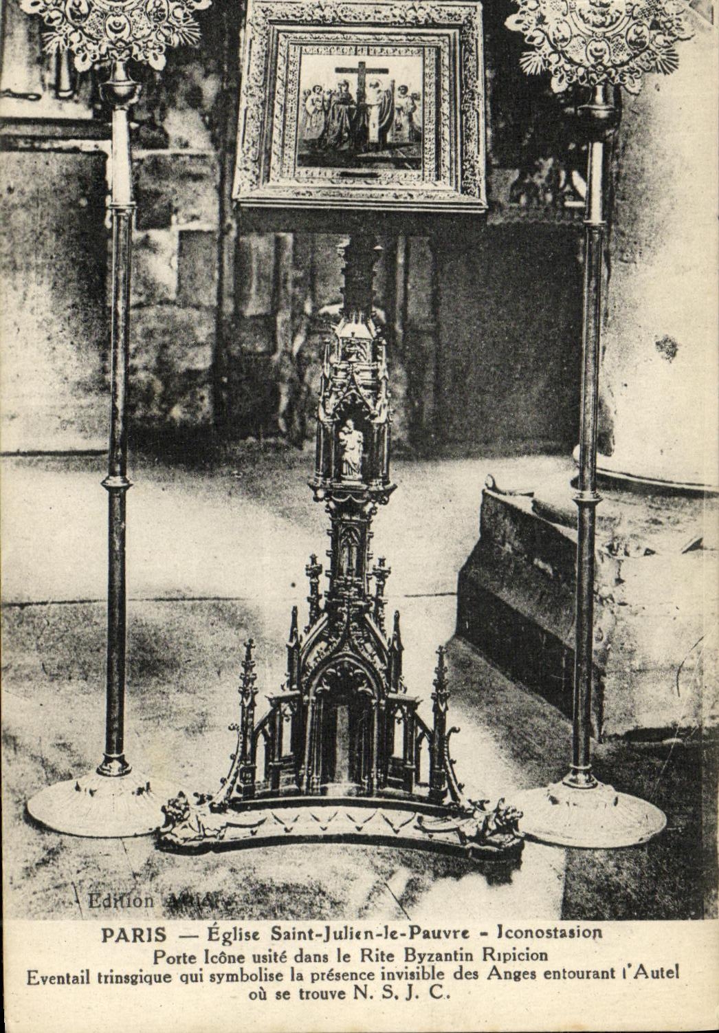 CPA Paris Eglise Saint Julien le Pauvre Iconostastion Porte icone usite dans el rite Byzantin Ripicion