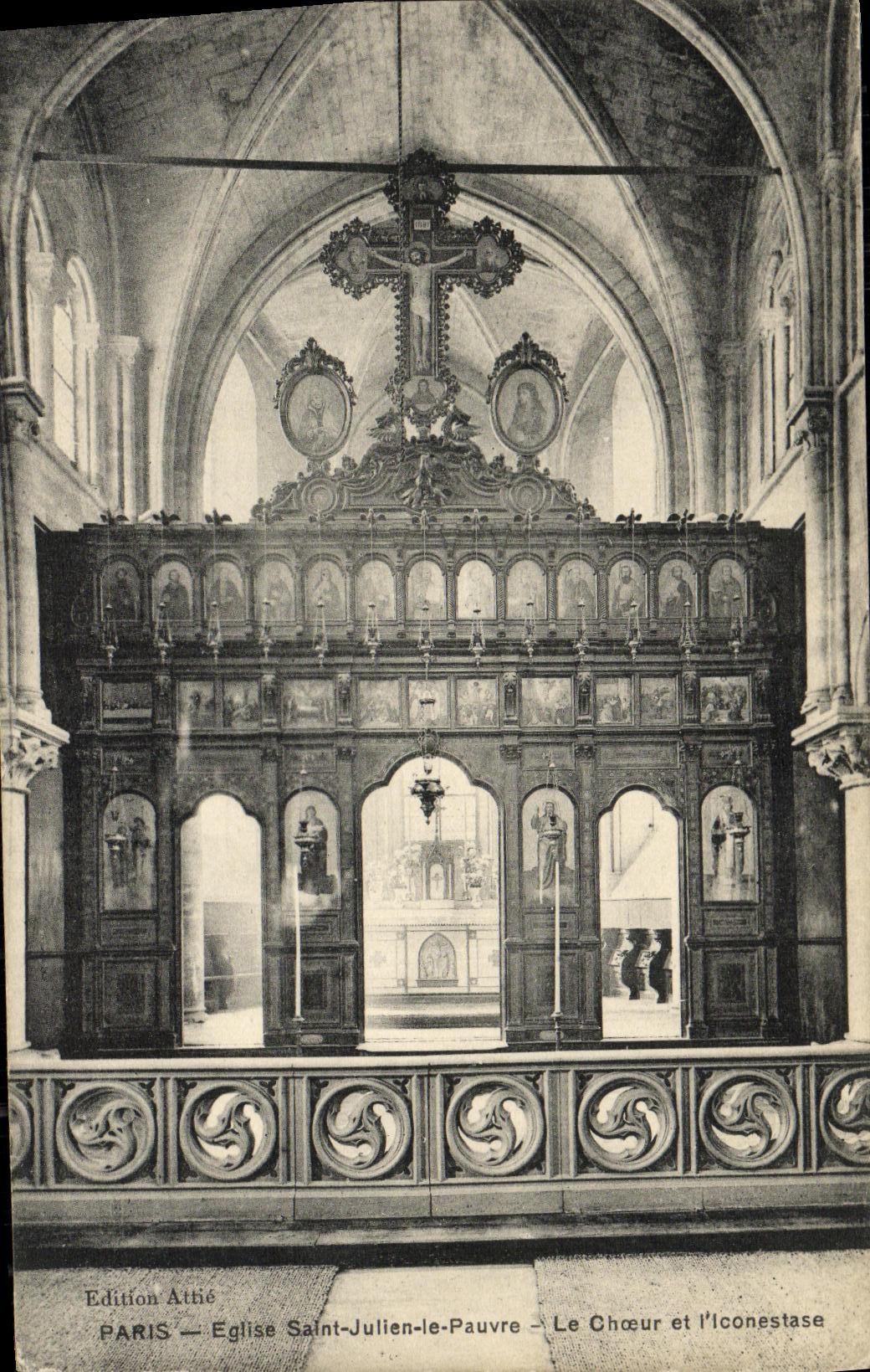 CPA Paris Eglise Saint Julien le Pauvre Le Choeur et l iconoestase