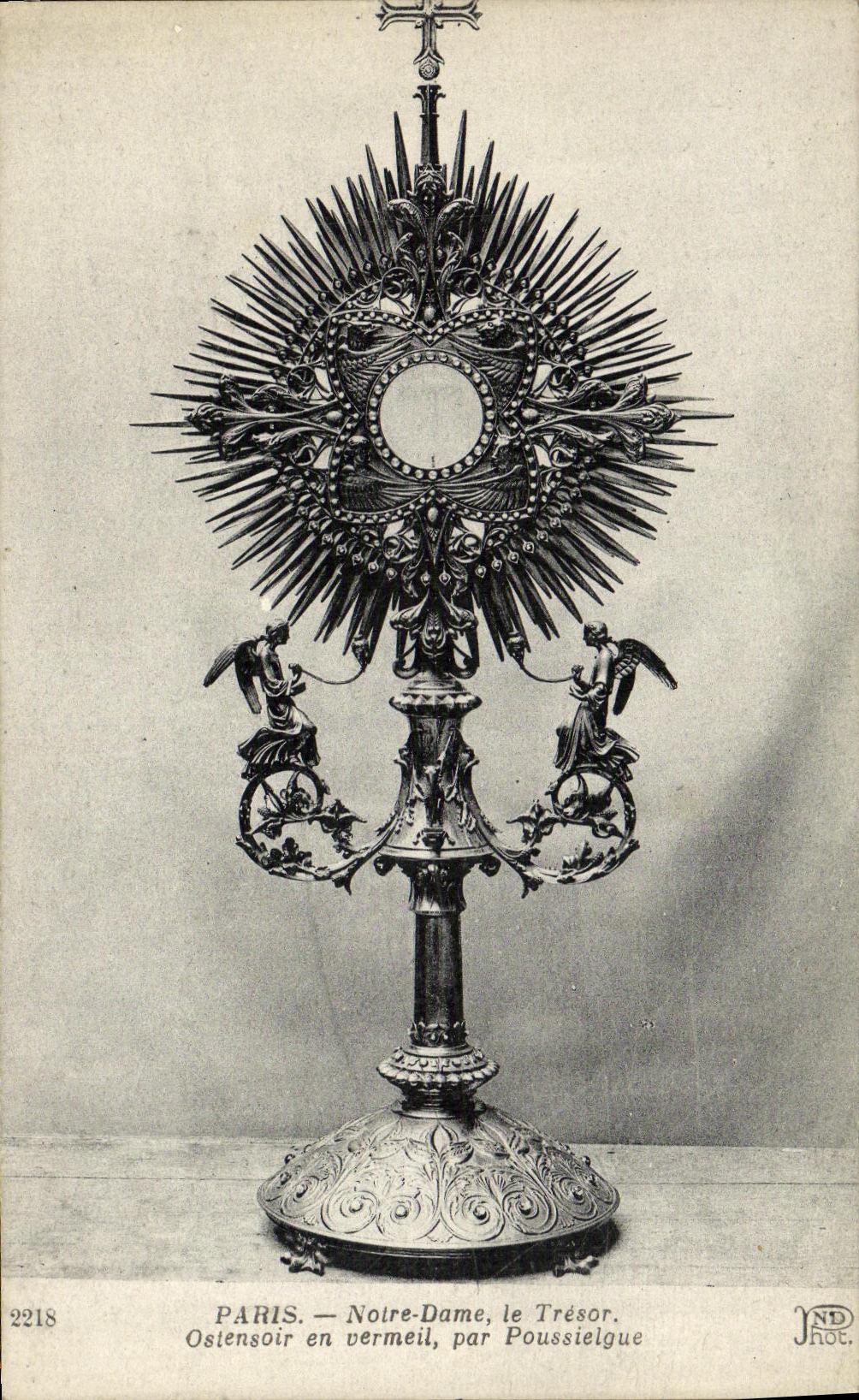 VINTAGE POSTCARD Paris Notre Dame the Treasury Monstrance in vermeil by Poussielgue
