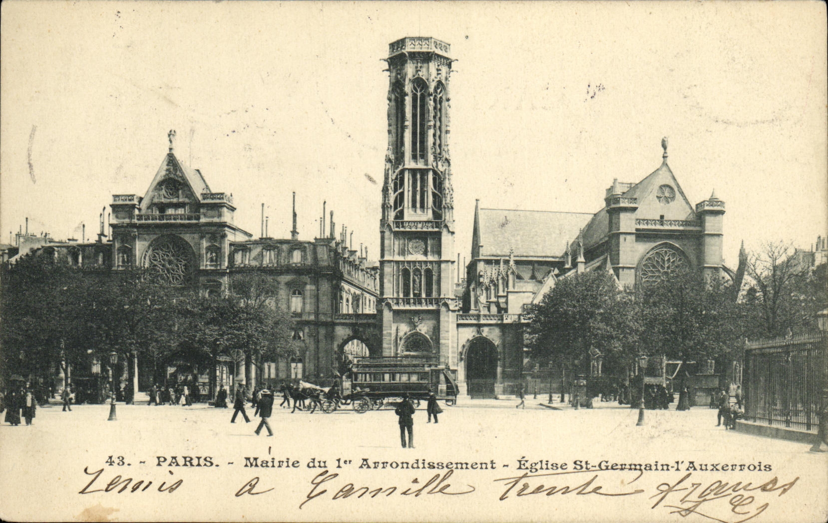 VINTAGE POSTCARD Paris Town hall of L District Church St Gernain L Auxerre native