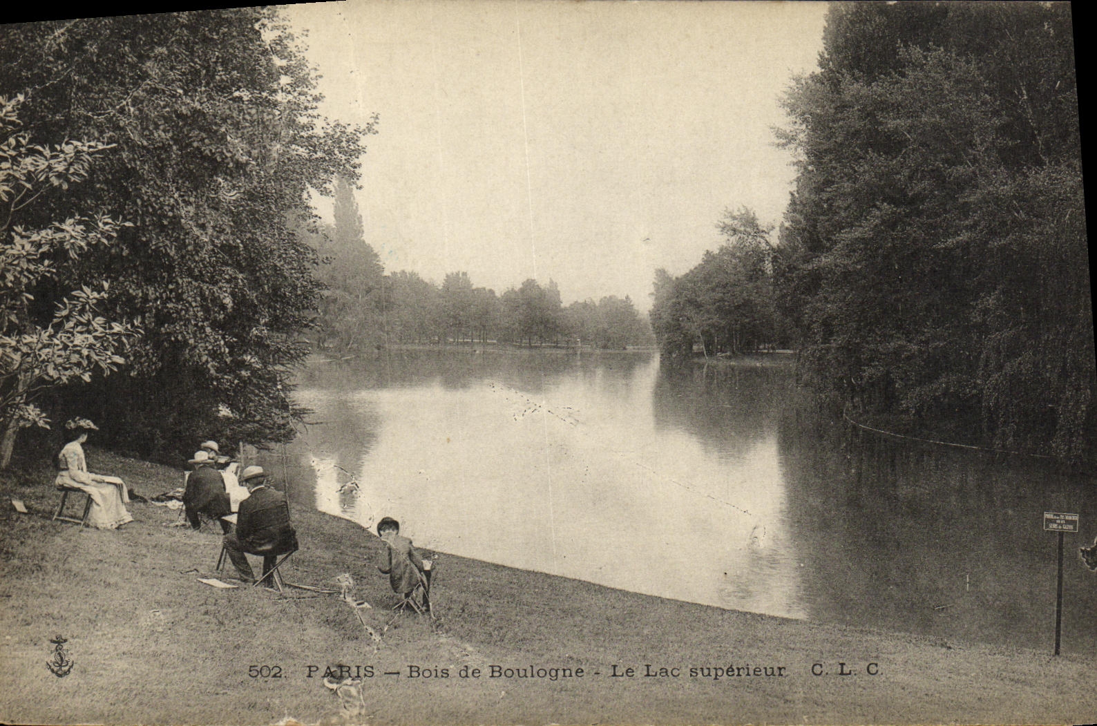 CPA Paris Bois de Boulogne Le Lac superieur Peintre